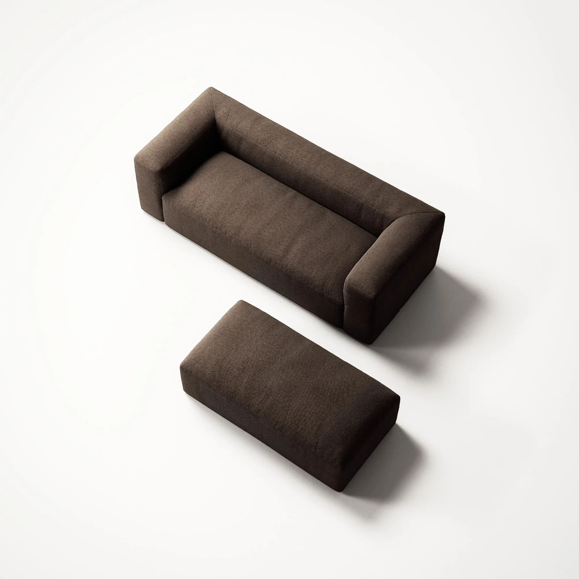 MONOLITH - 2 Seater with Pouf - Glint Bouclé Dark Brown - Image 4