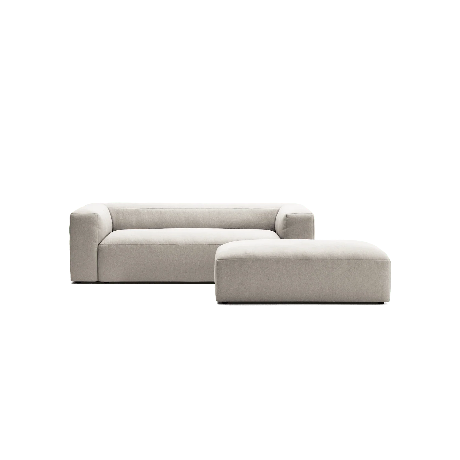 MONOLITH - 2 Seater with Pouf - Micro Chenille Grey Cream