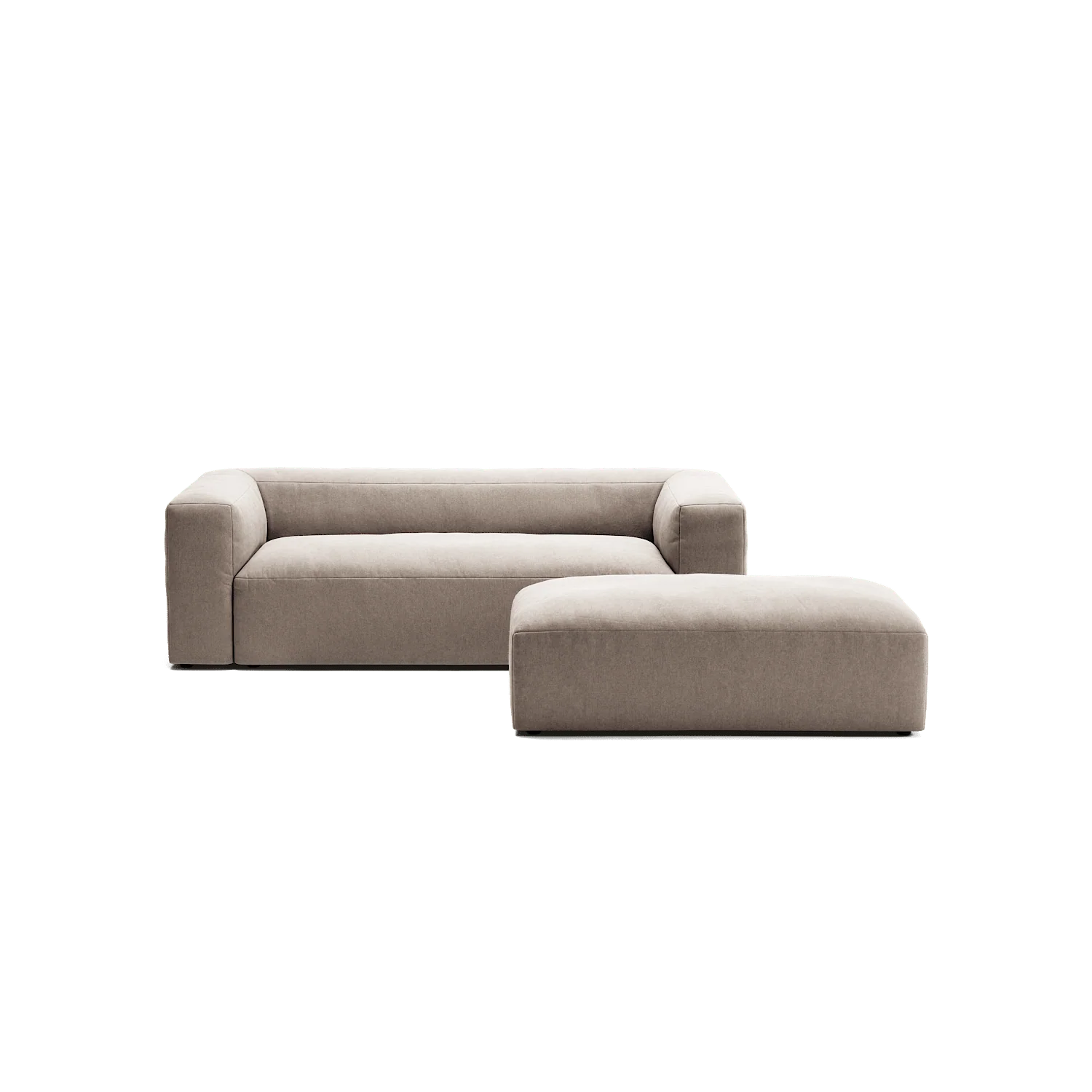 MONOLITH - 2 Seater with Pouf - Micro Chenille Stone Beige