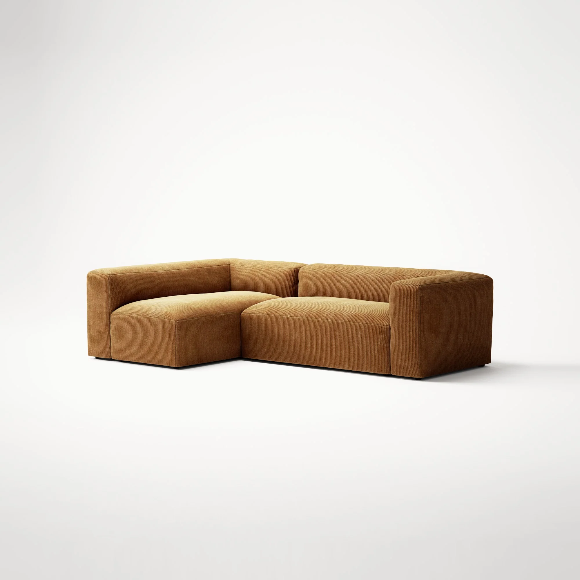 MONOLITH - 3 Seater with Chaise Lounge - Left - Bold Corduroy Burnt Orange - Image 3