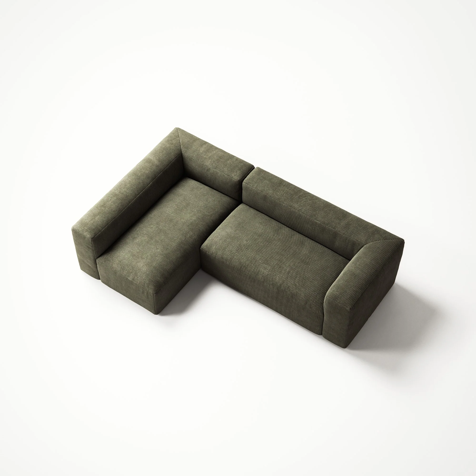 MONOLITH - 3 Seater with Chaise Lounge - Left - Bold Corduroy Moss Green - Image 4