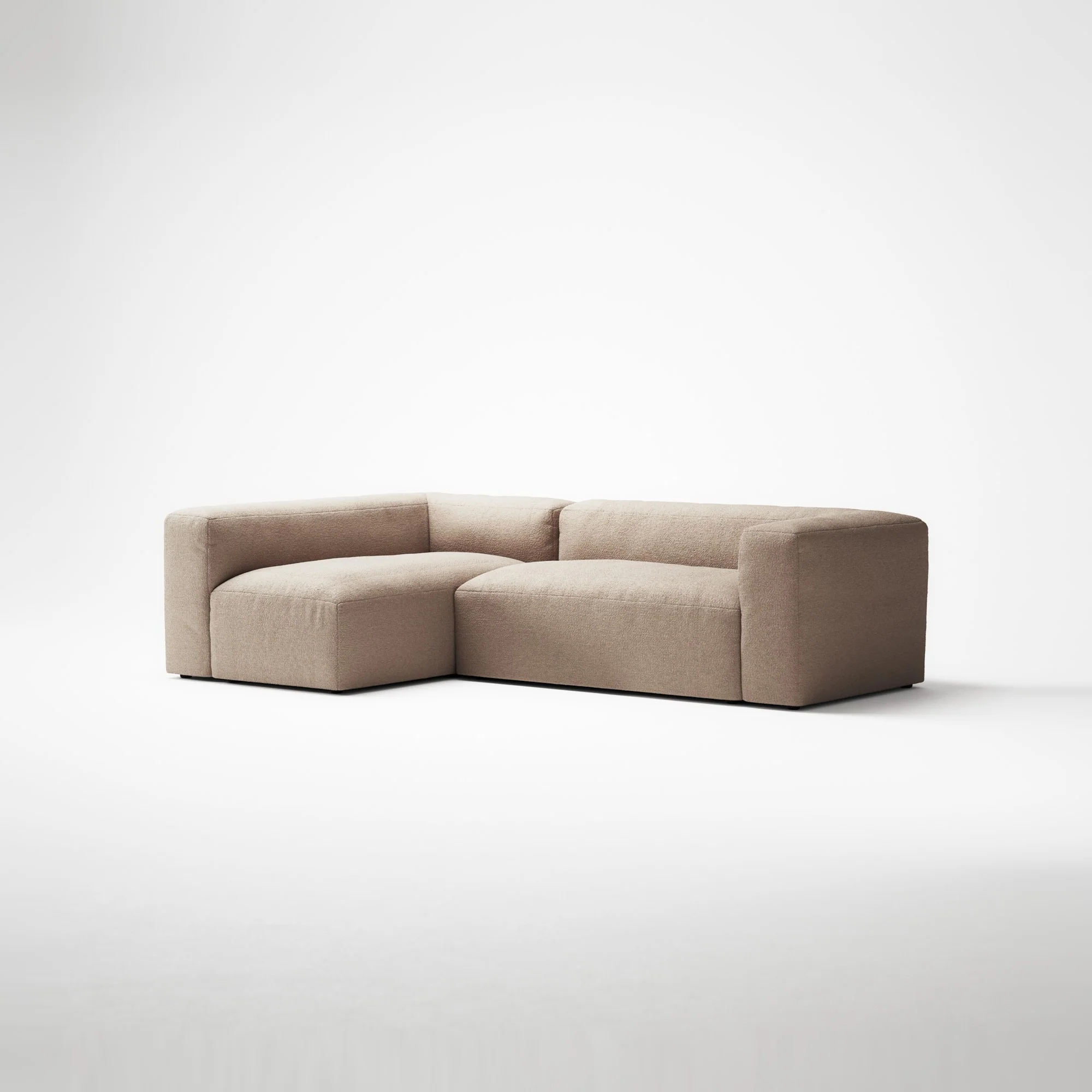 MONOLITH - 3 Seater with Chaise Lounge - Left - Glint Bouclé Chalk Pink - Image 3