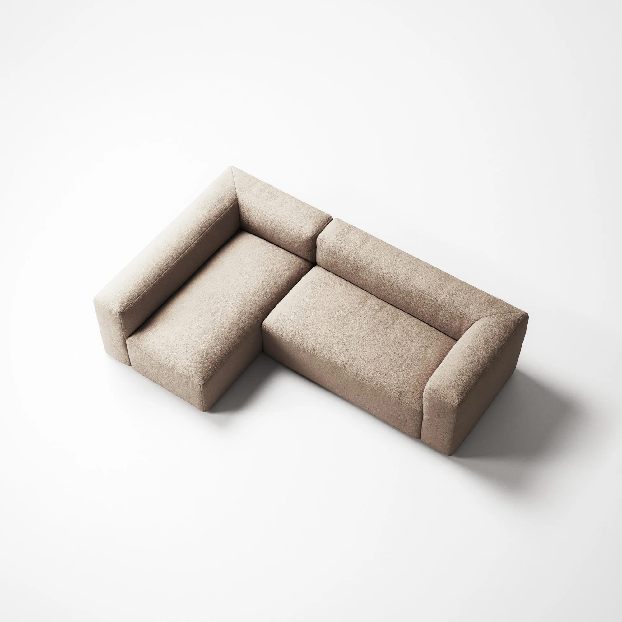 MONOLITH - 3 Seater with Chaise Lounge - Left - Glint Bouclé Chalk Pink - Image 4