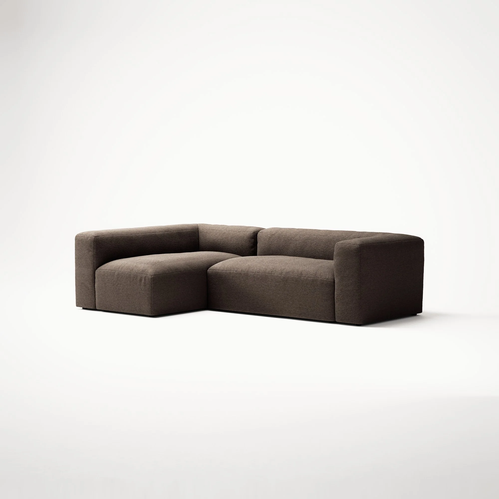MONOLITH - 3 Seater with Chaise Lounge - Left - Glint Bouclé Dark Brown - Image 3