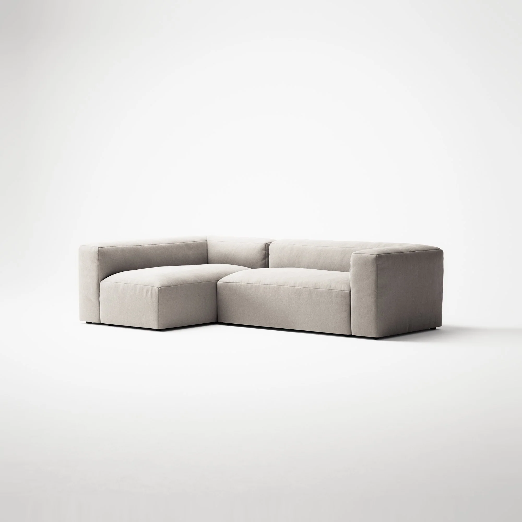 MONOLITH - 3 Seater with Chaise Lounge - Left - Micro Chenille Grey Cream - Image 3