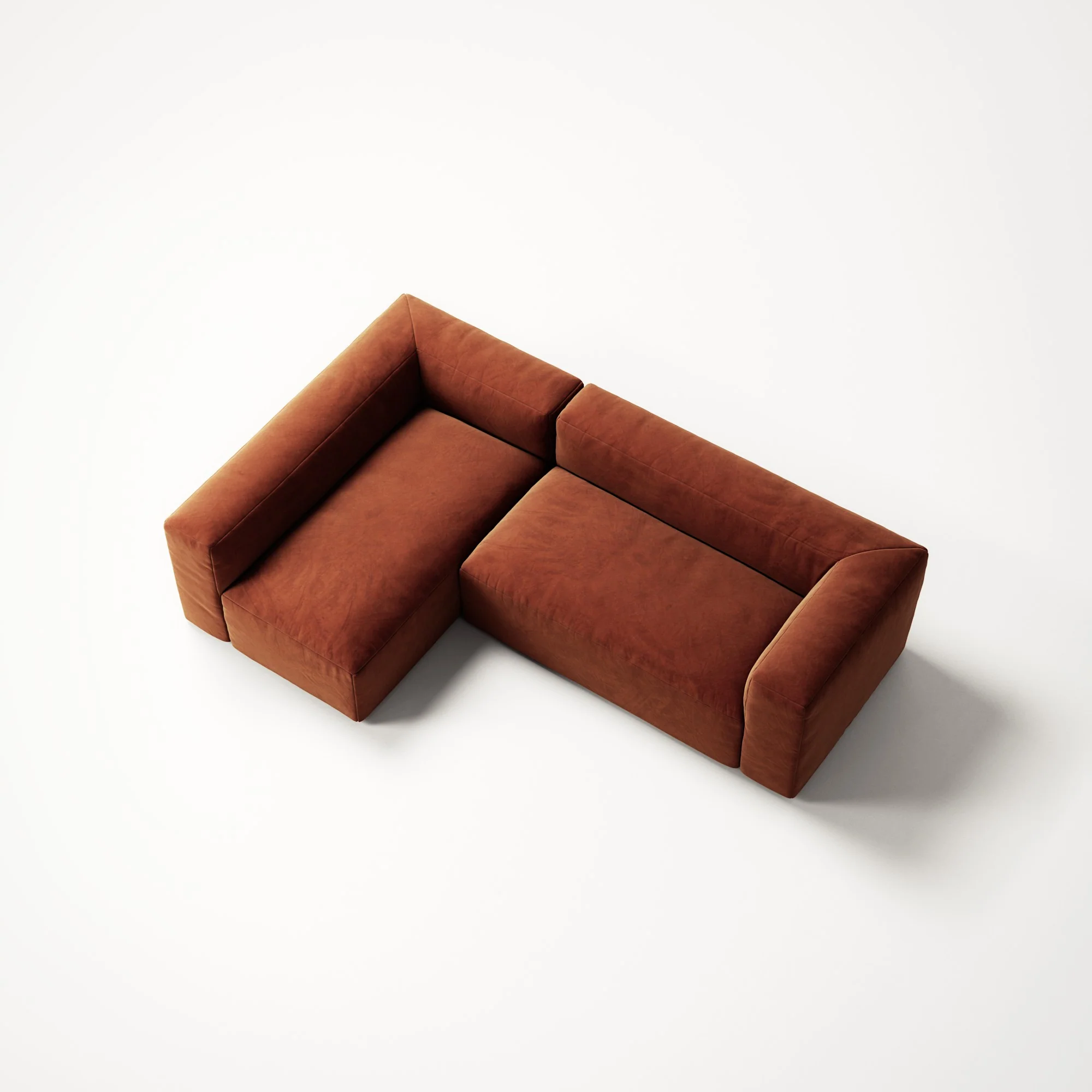 MONOLITH - 3 Seater with Chaise Lounge - Left - Soft Matte Velvet Rust Orange - Image 4