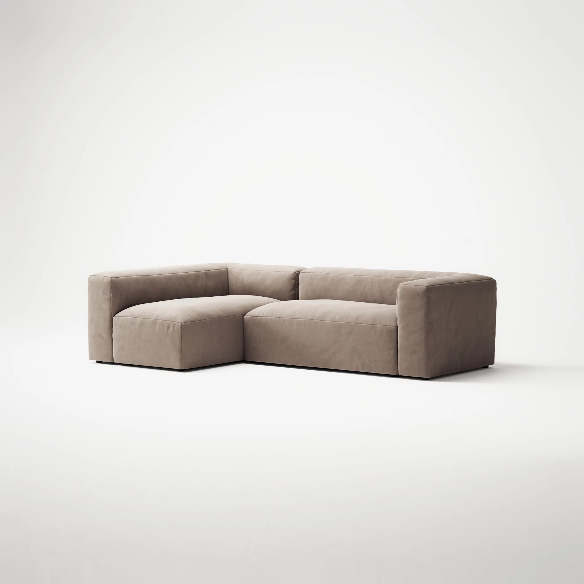 MONOLITH - 3 Seater with Chaise Lounge - Left - Soft Matte Velvet Warm Beige - Image 3