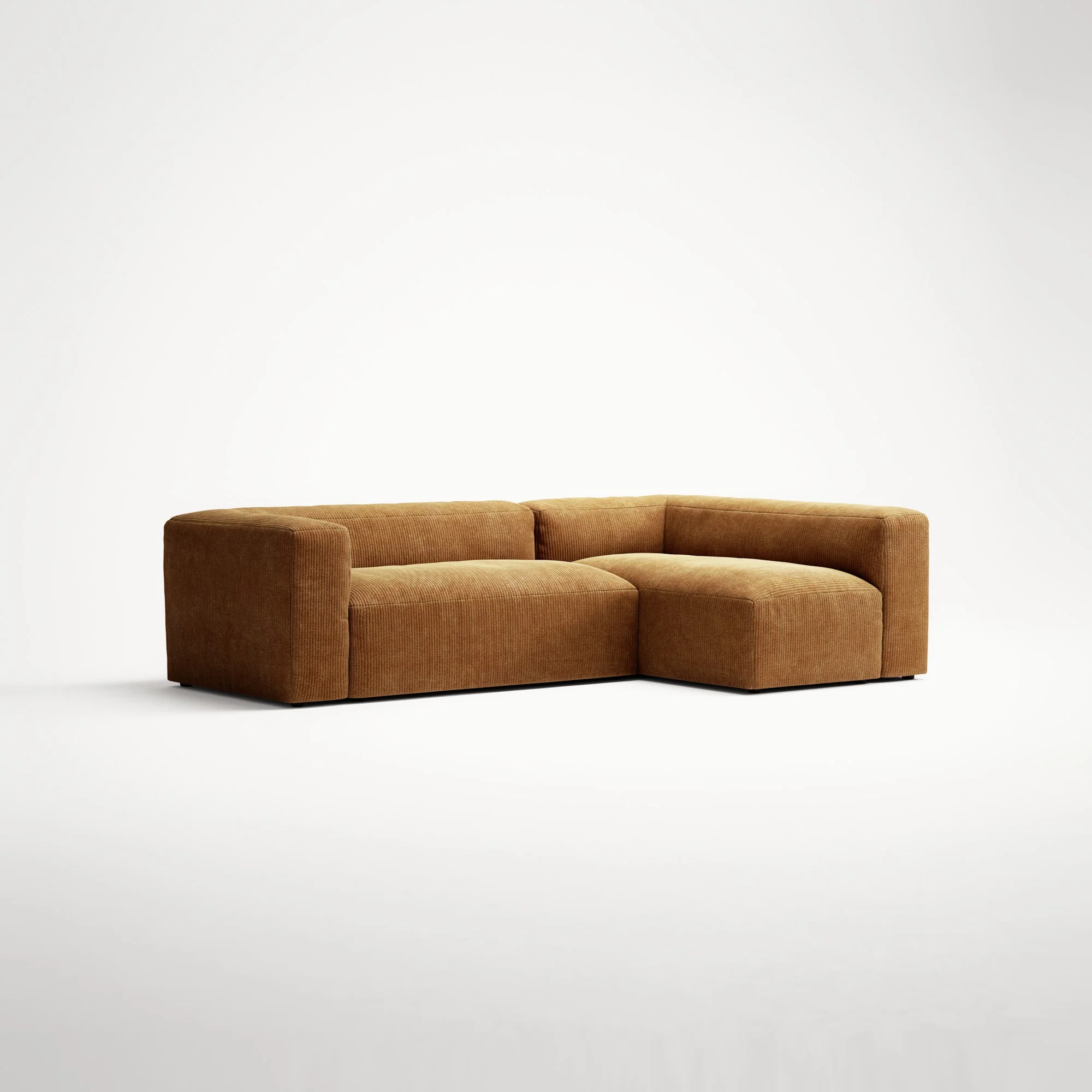 MONOLITH - 3 Seater with Chaise Lounge - Right - Bold Corduroy Burnt Orange - Image 3