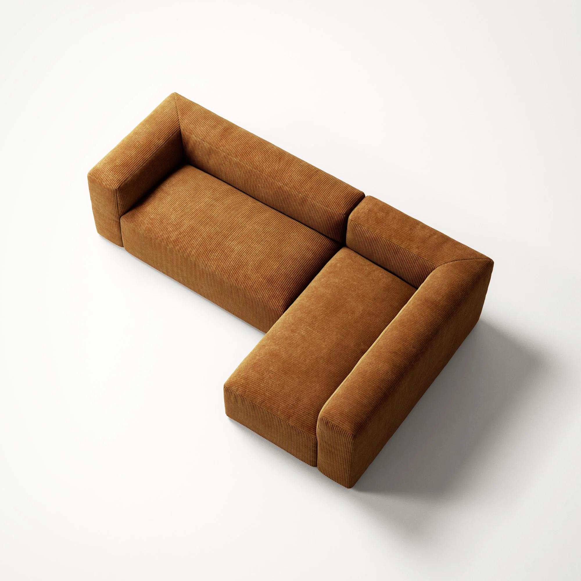 MONOLITH - 3 Seater with Chaise Lounge - Right - Bold Corduroy Burnt Orange - Image 4