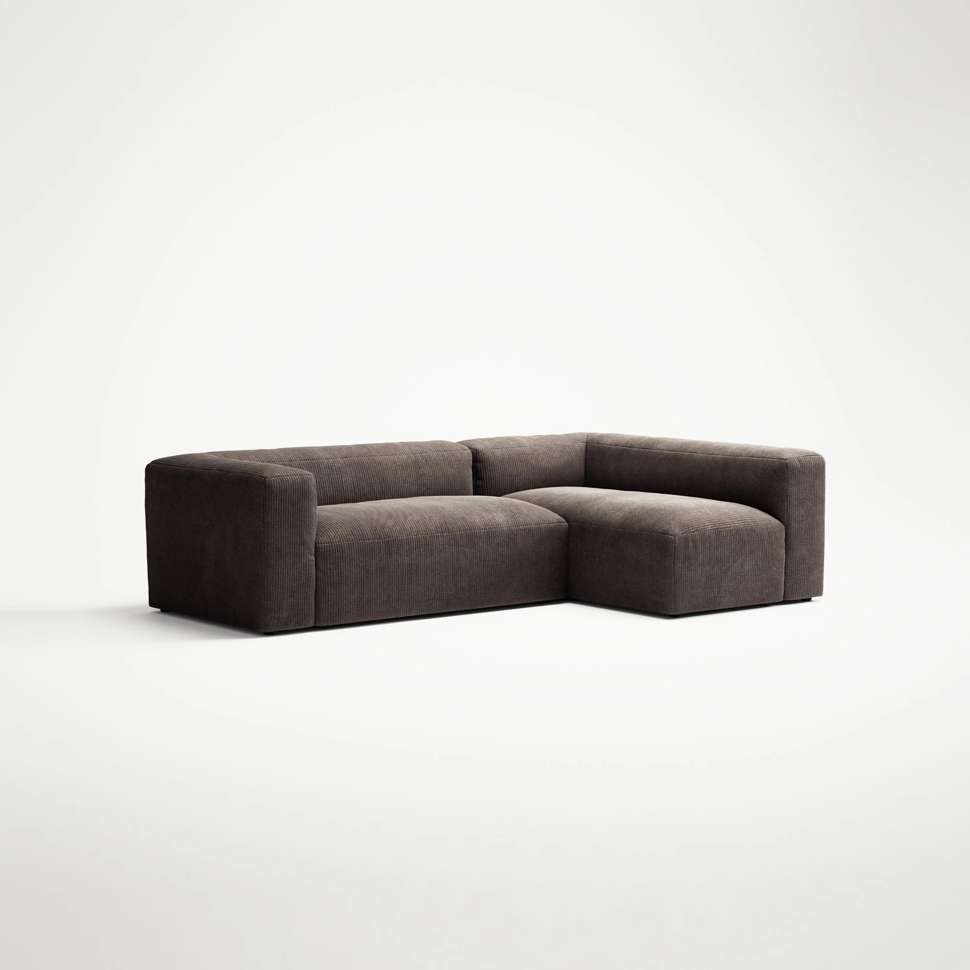 MONOLITH - 3 Seater with Chaise Lounge - Right - Bold Corduroy Dark Brown - Image 3