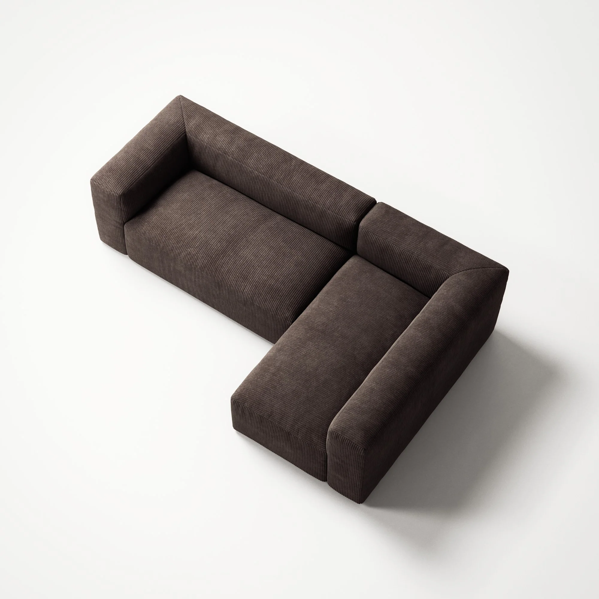 MONOLITH - 3 Seater with Chaise Lounge - Right - Bold Corduroy Dark Brown - Image 4