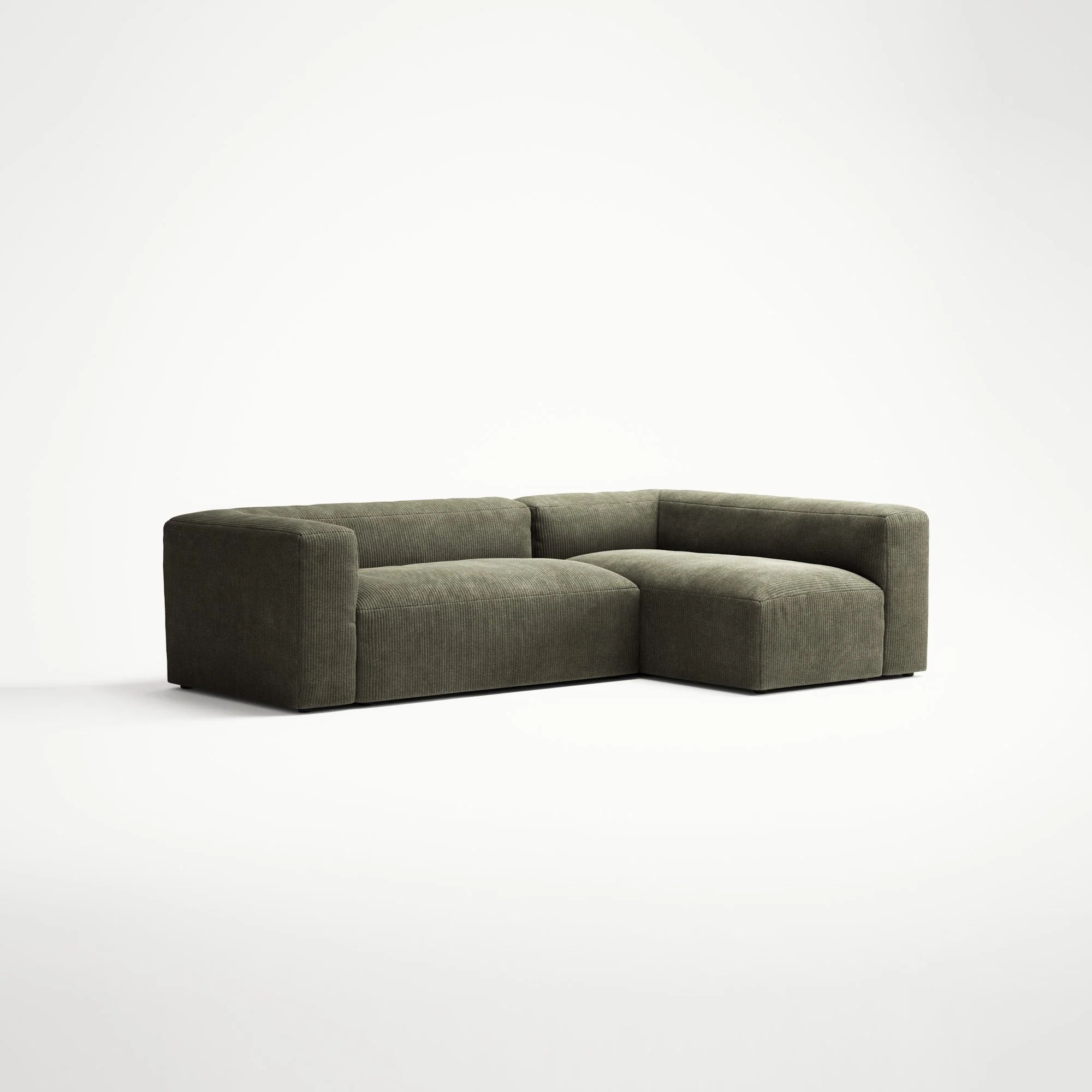 MONOLITH - 3 Seater with Chaise Lounge - Right - Bold Corduroy Moss Green - Image 3