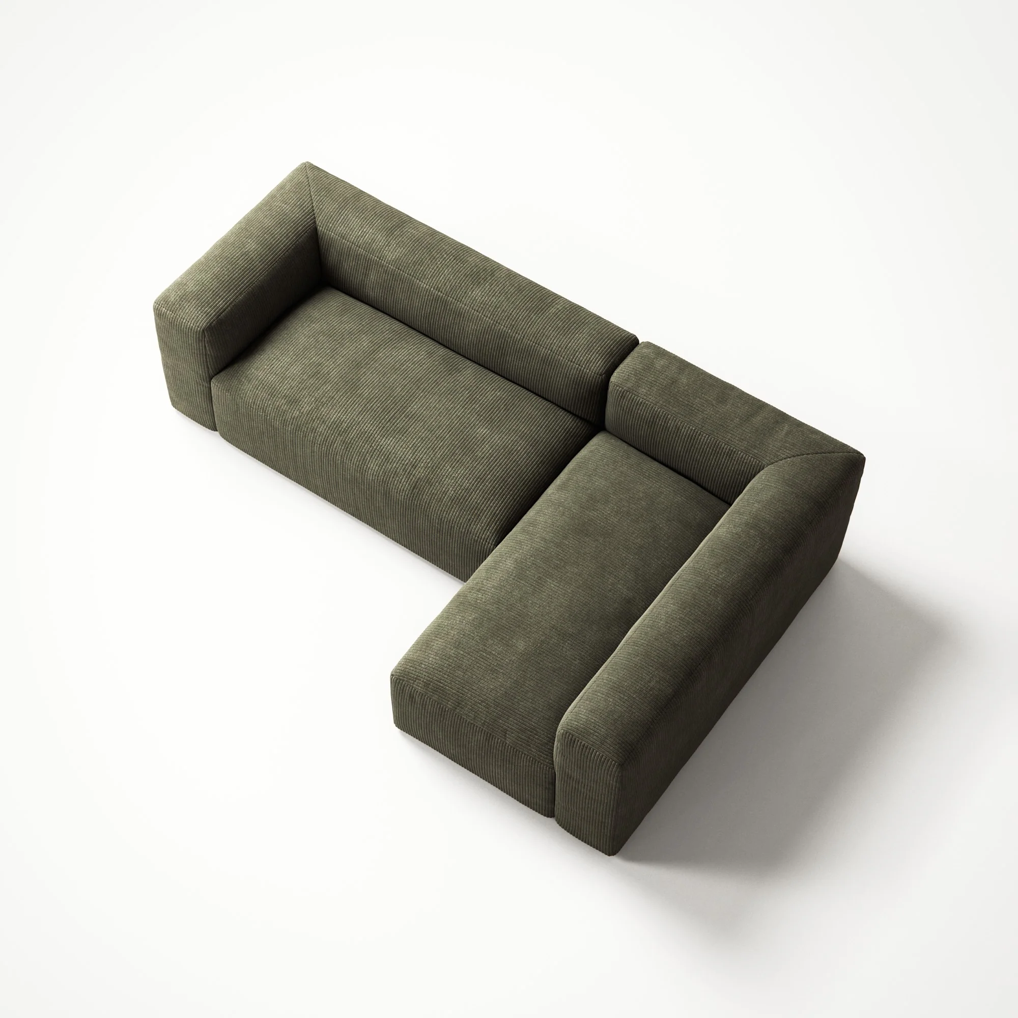MONOLITH - 3 Seater with Chaise Lounge - Right - Bold Corduroy Moss Green - Image 4