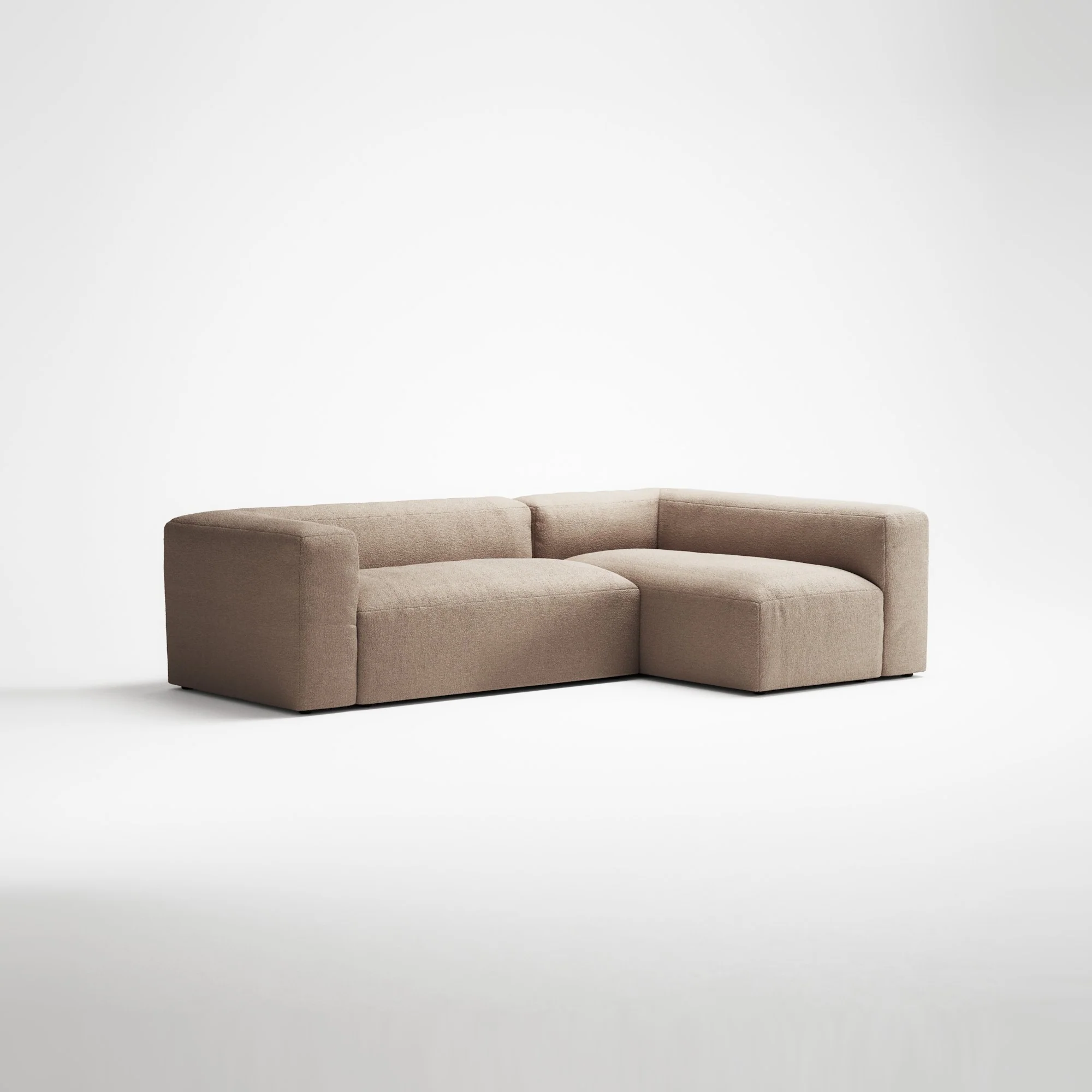 MONOLITH - 3 Seater with Chaise Lounge - Right - Glint Bouclé Chalk Pink - Image 3