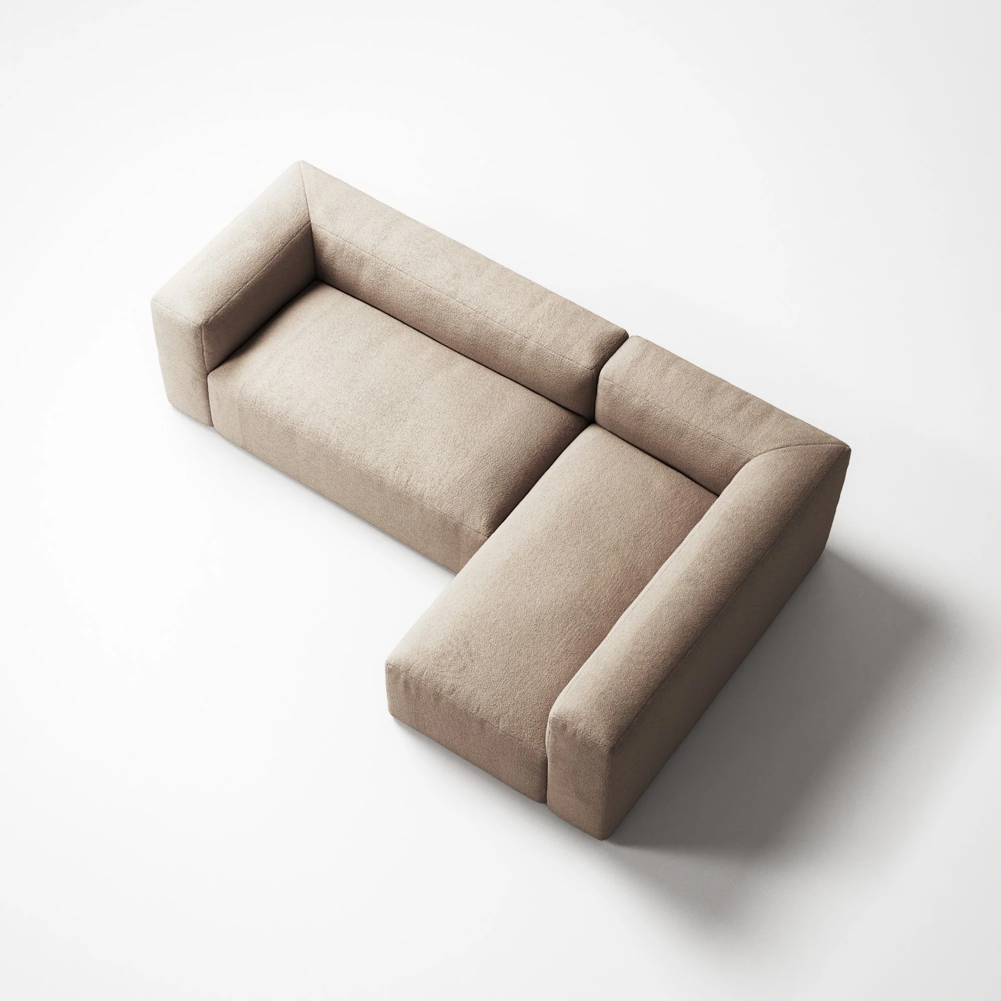 MONOLITH - 3 Seater with Chaise Lounge - Right - Glint Bouclé Chalk Pink - Image 4
