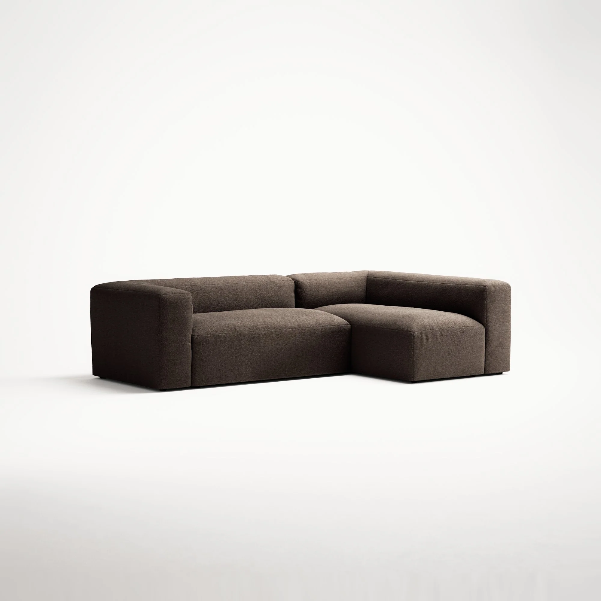 MONOLITH - 3 Seater with Chaise Lounge - Right - Glint Bouclé Dark Brown - Image 4