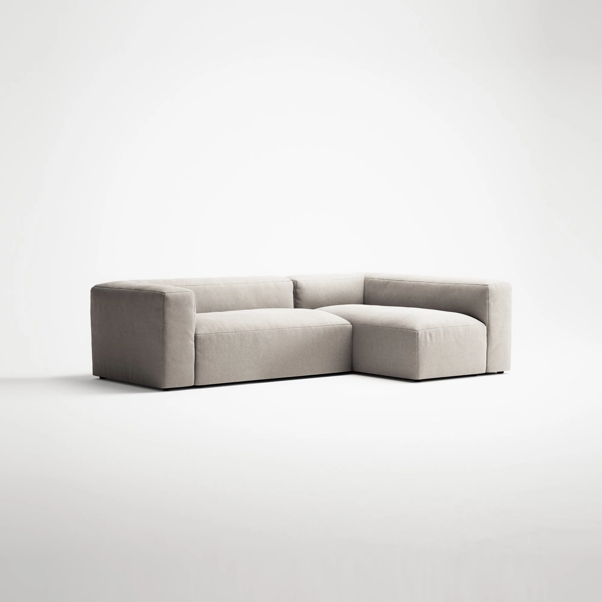 MONOLITH - 3 Seater with Chaise Lounge - Right - Micro Chenille Grey Cream - Image 3