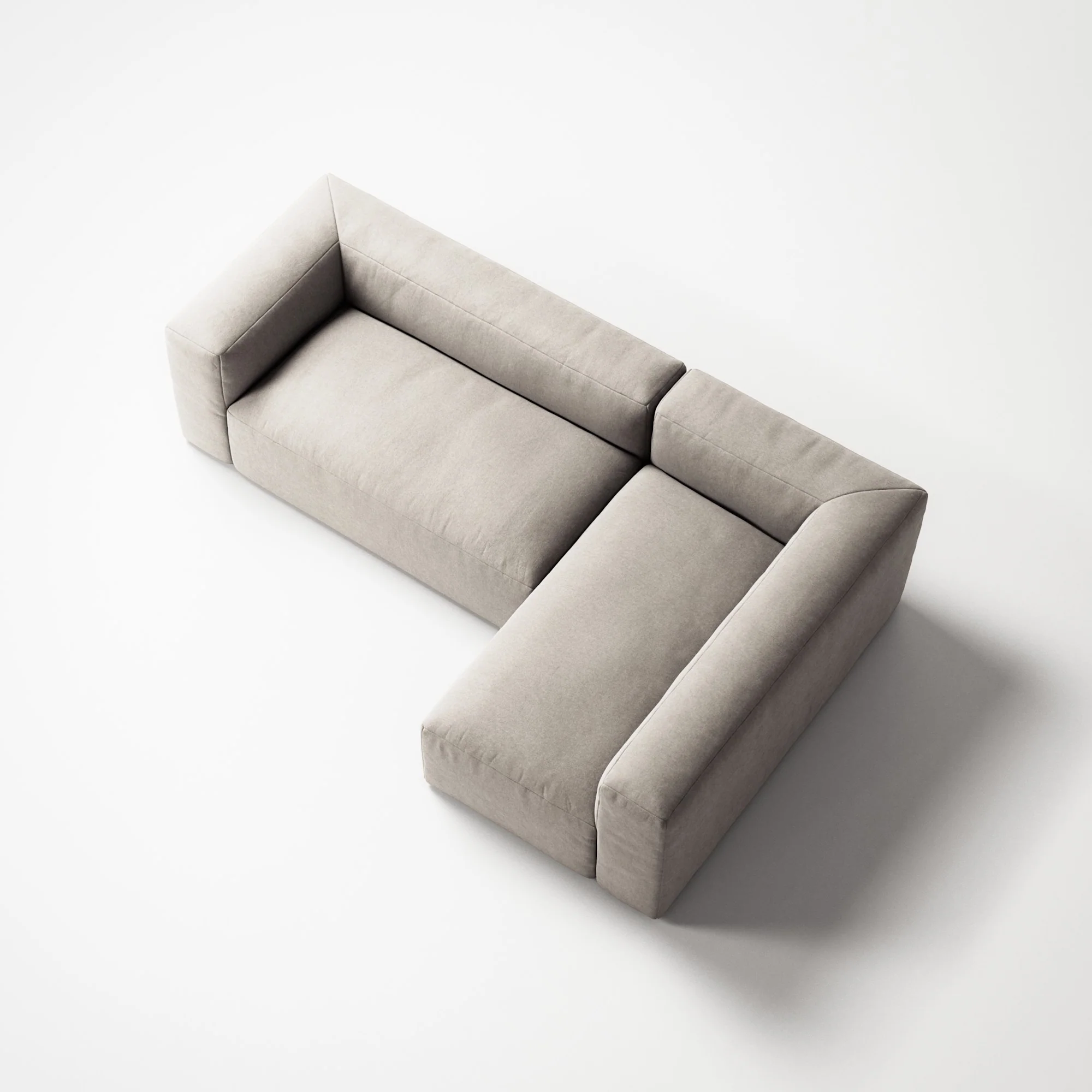 MONOLITH - 3 Seater with Chaise Lounge - Right - Micro Chenille Grey Cream - Image 4