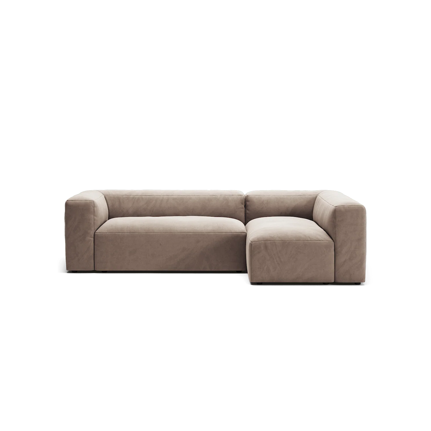 MONOLITH - 3 Seater with Chaise Lounge - Right - Soft Matte Velvet Warm Beige
