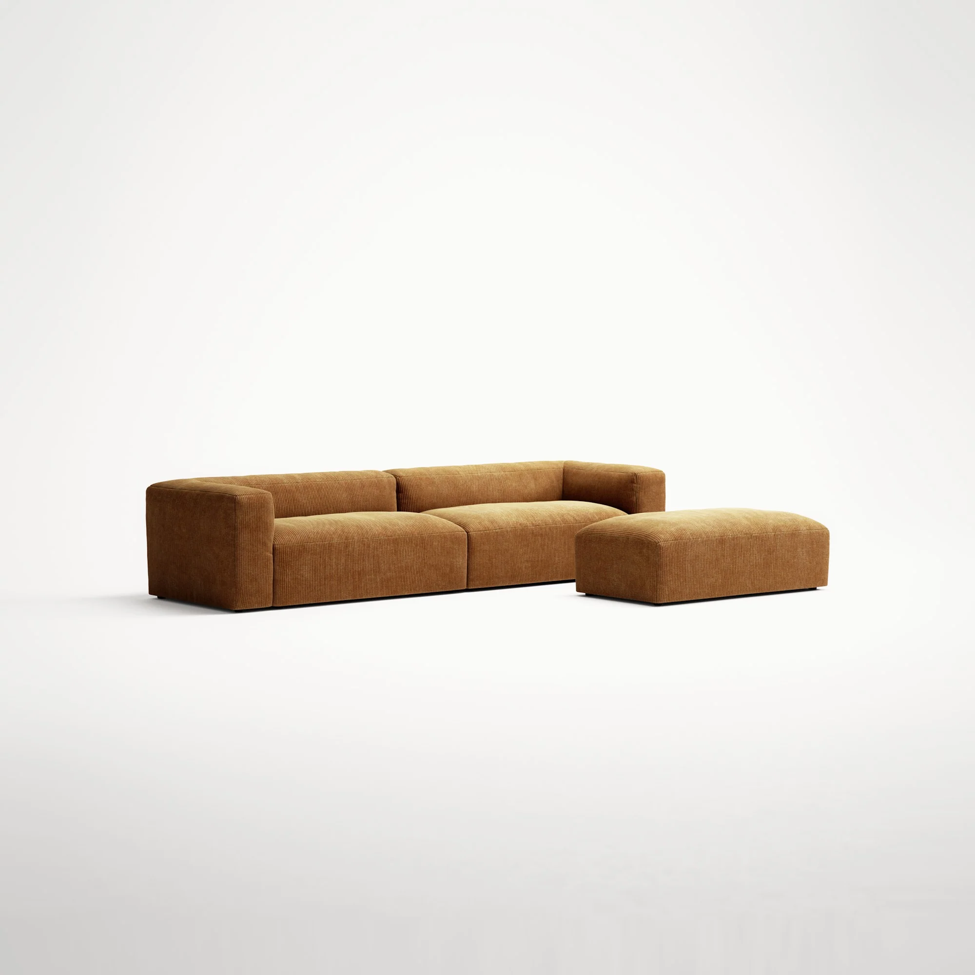 MONOLITH - 4 Seater with Pouf - Bold Corduroy Burnt Orange - Image 3