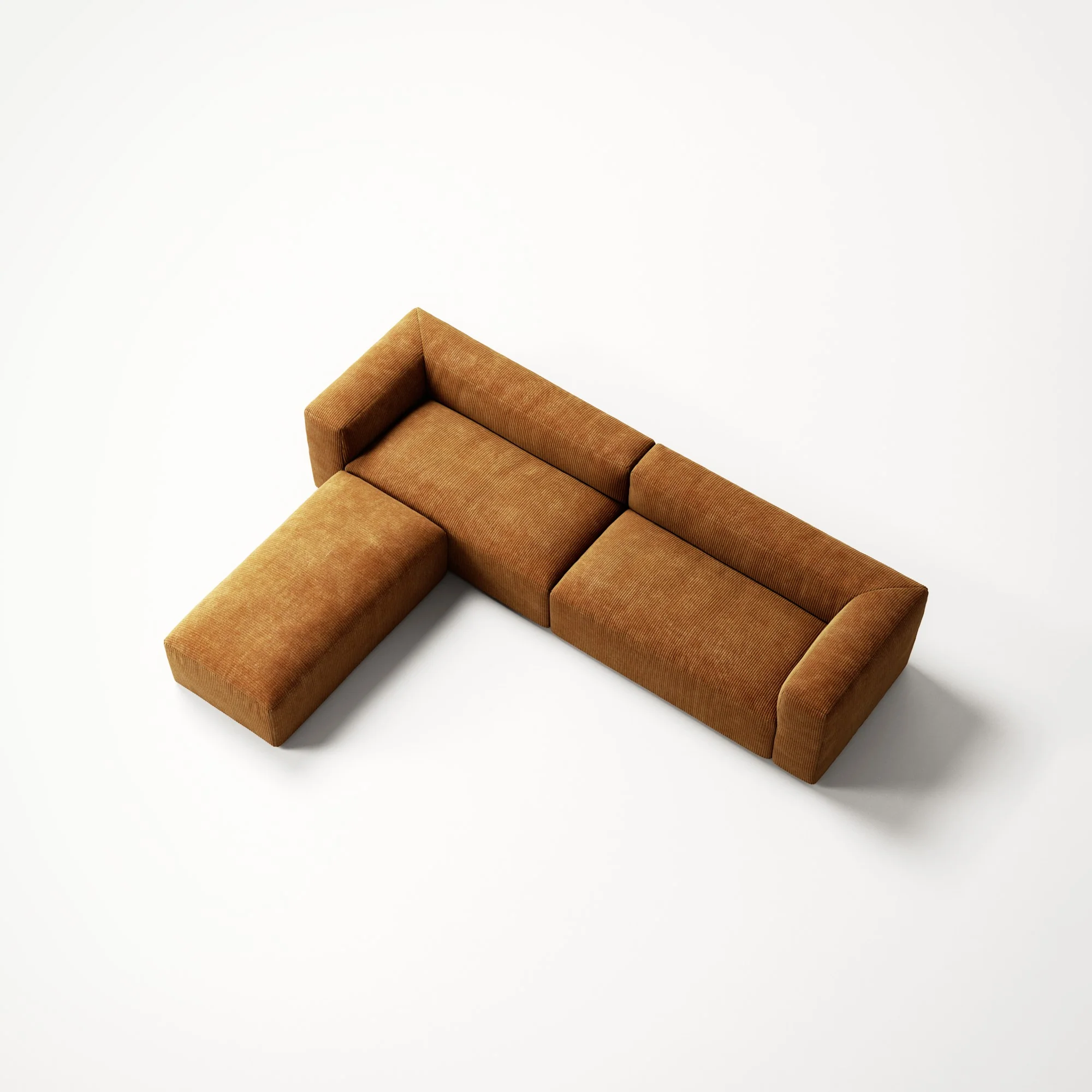 MONOLITH - 4 Seater with Pouf - Bold Corduroy Burnt Orange - Image 4