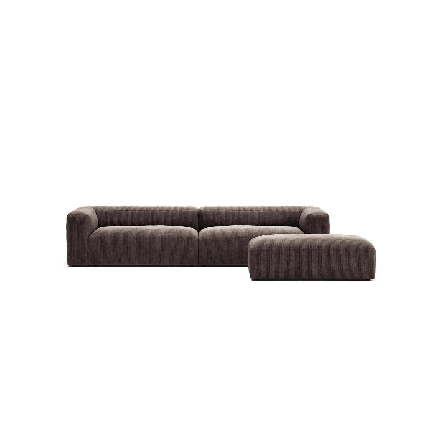 MONOLITH - 4 Seater with Pouf - Bold Corduroy Dark Brown