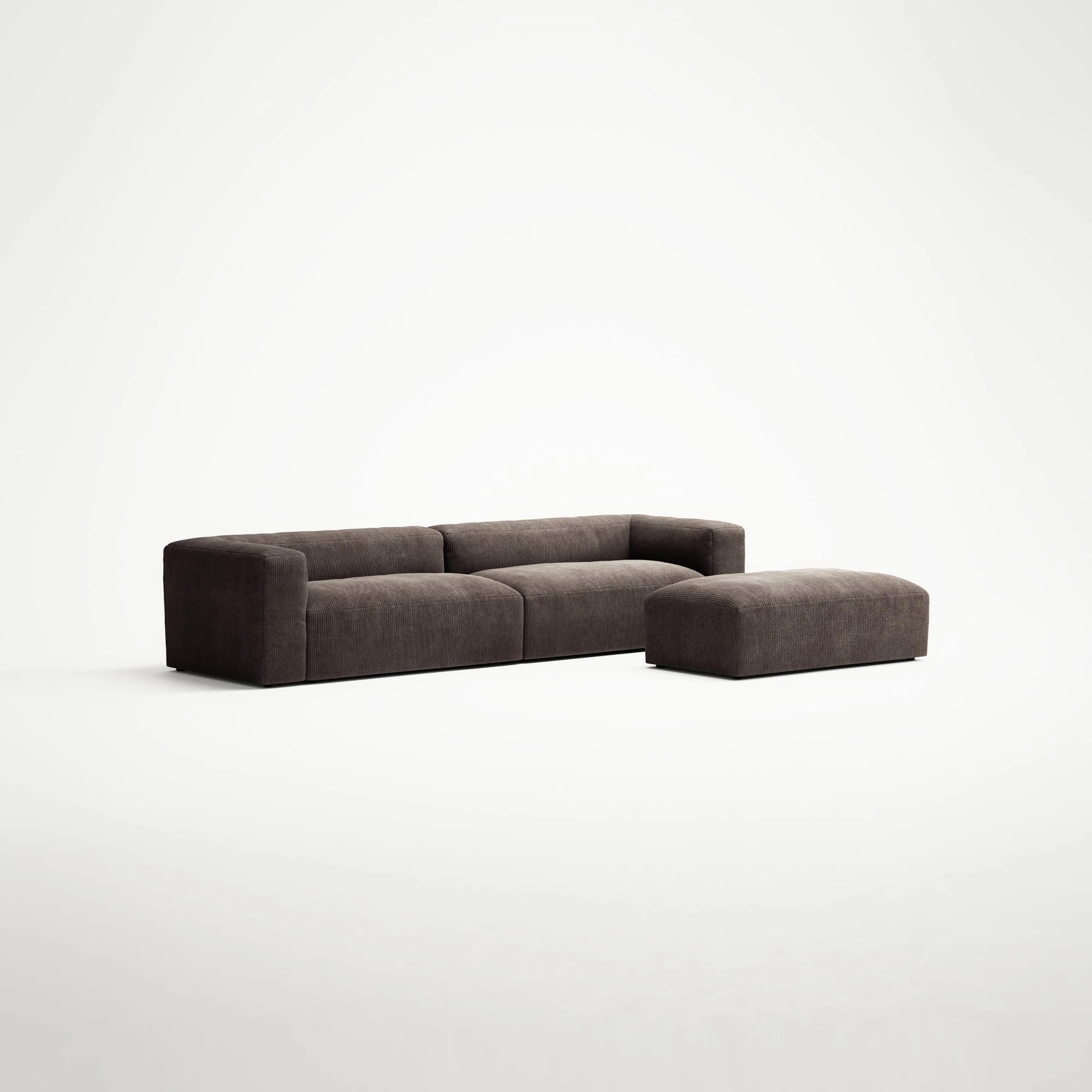 MONOLITH - 4 Seater with Pouf - Bold Corduroy Dark Brown - Image 3