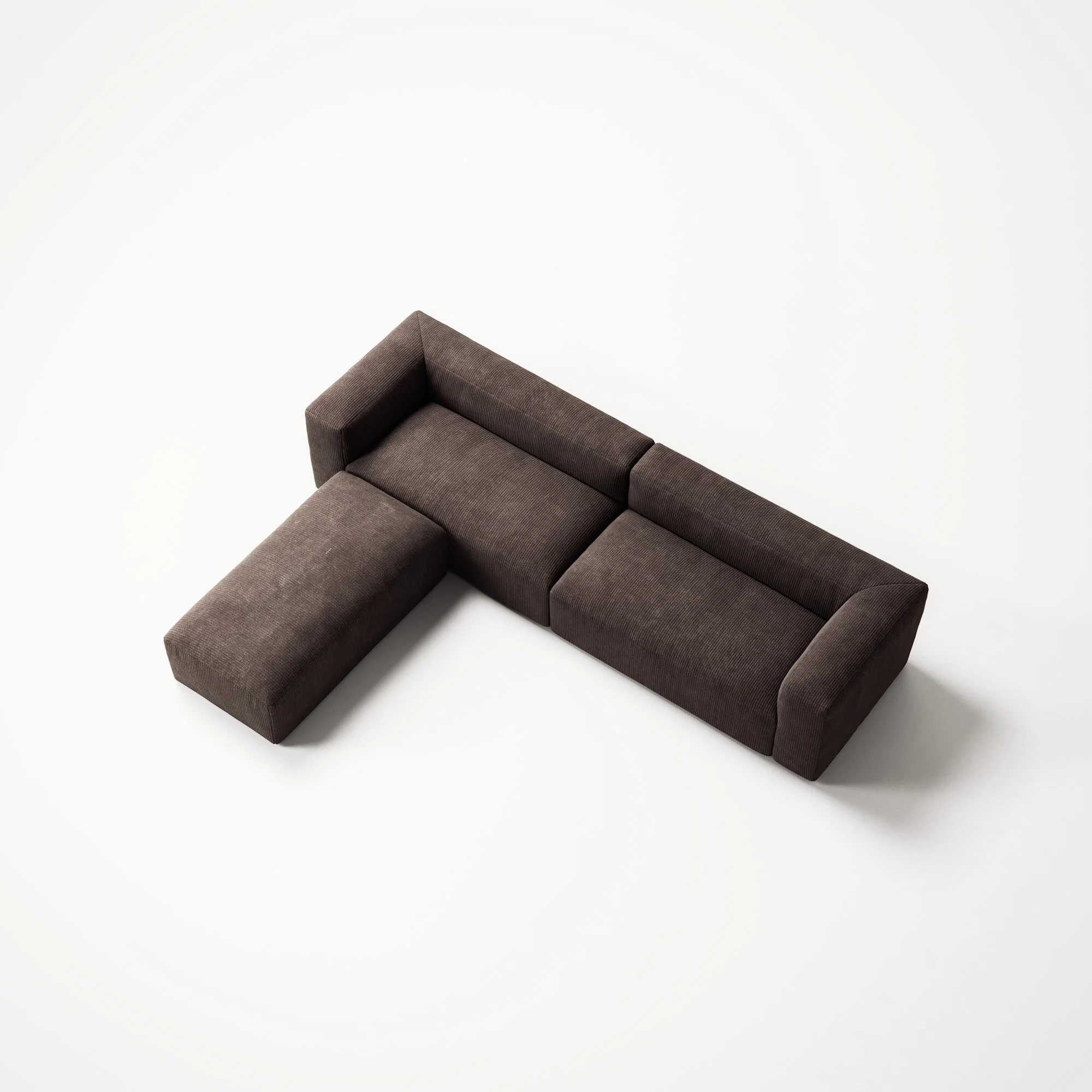 MONOLITH - 4 Seater with Pouf - Bold Corduroy Dark Brown - Image 4