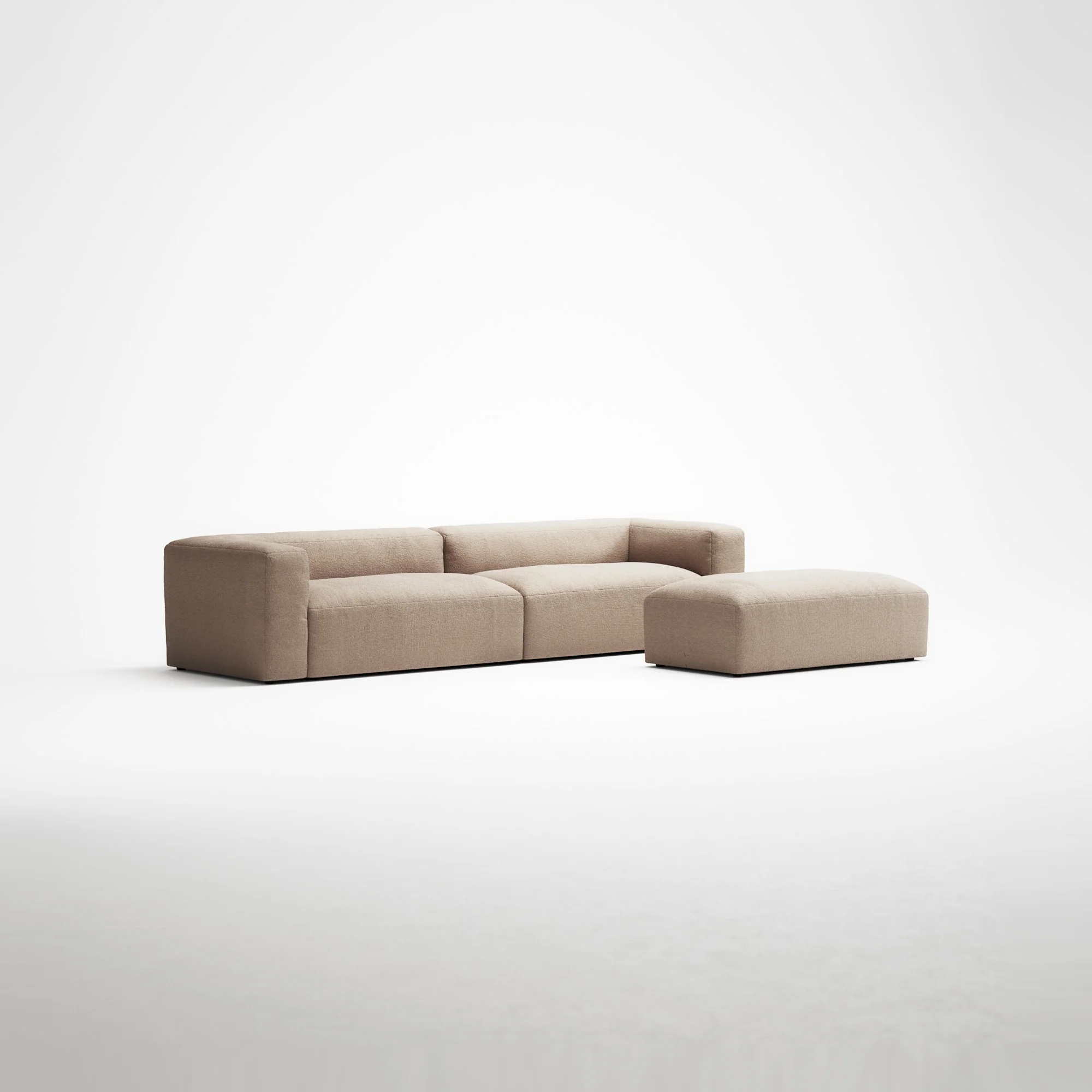 MONOLITH - 4 Seater with Pouf - Glint Bouclé Chalk Pink - Image 3