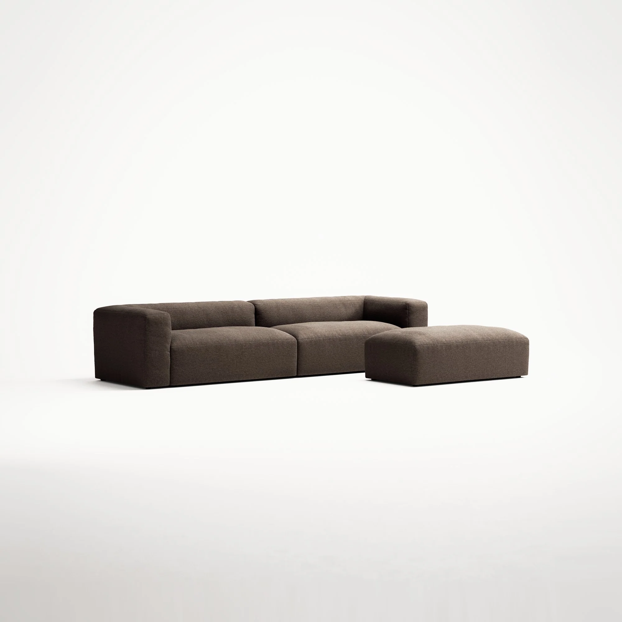 MONOLITH - 4 Seater with Pouf - Glint Bouclé Dark Brown - Image 3