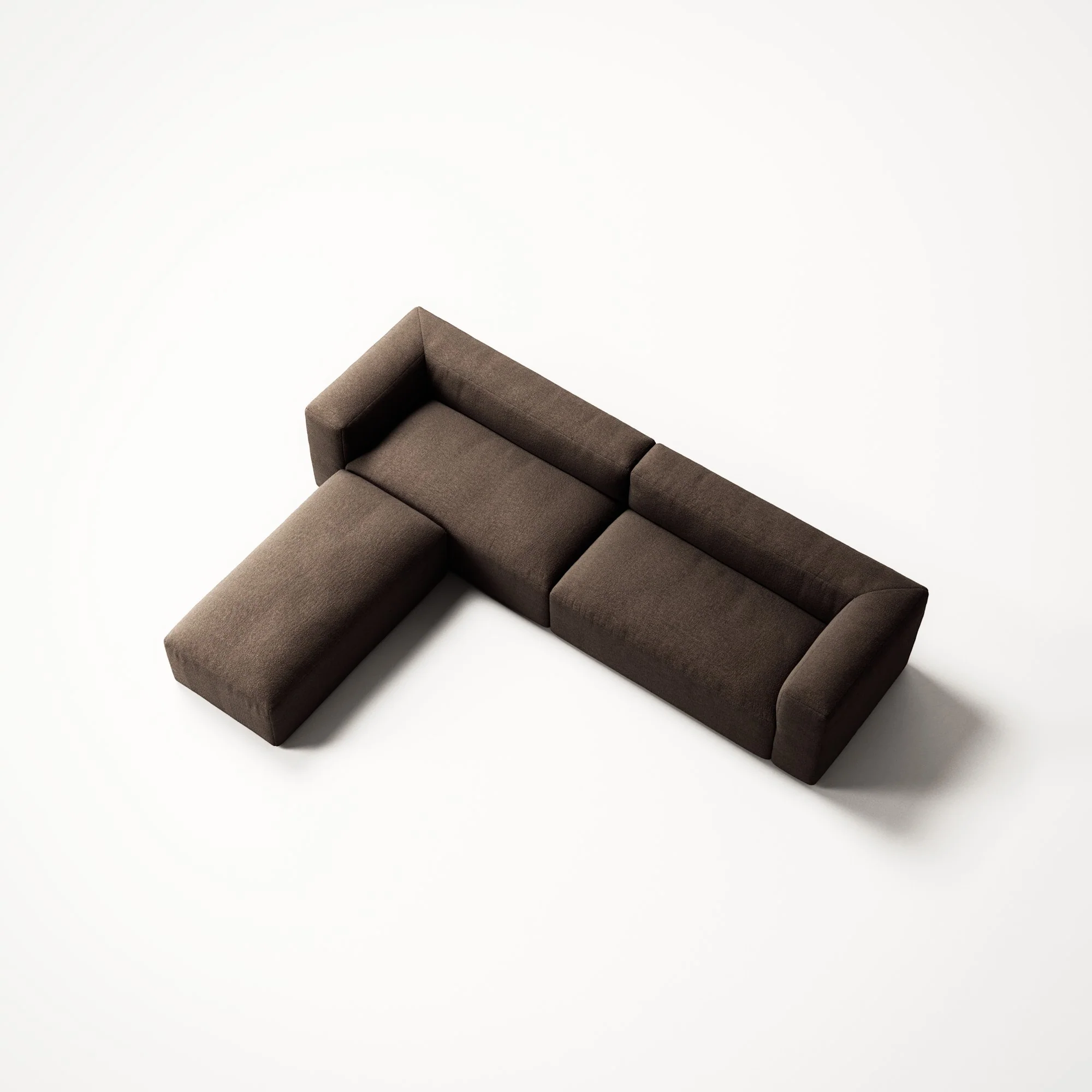 MONOLITH - 4 Seater with Pouf - Glint Bouclé Dark Brown - Image 4