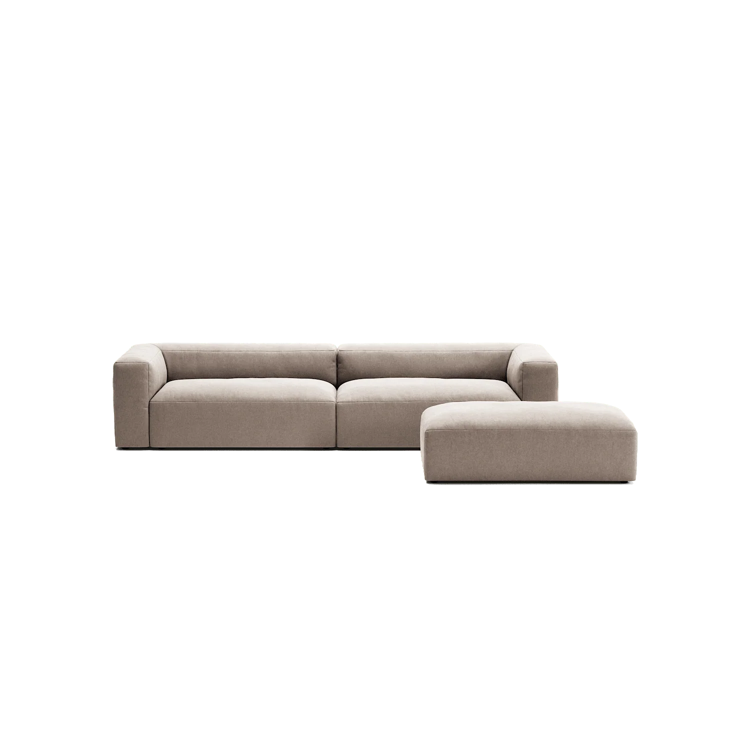 MONOLITH - 4 Seater with Pouf - Micro Chenille Stone Beige