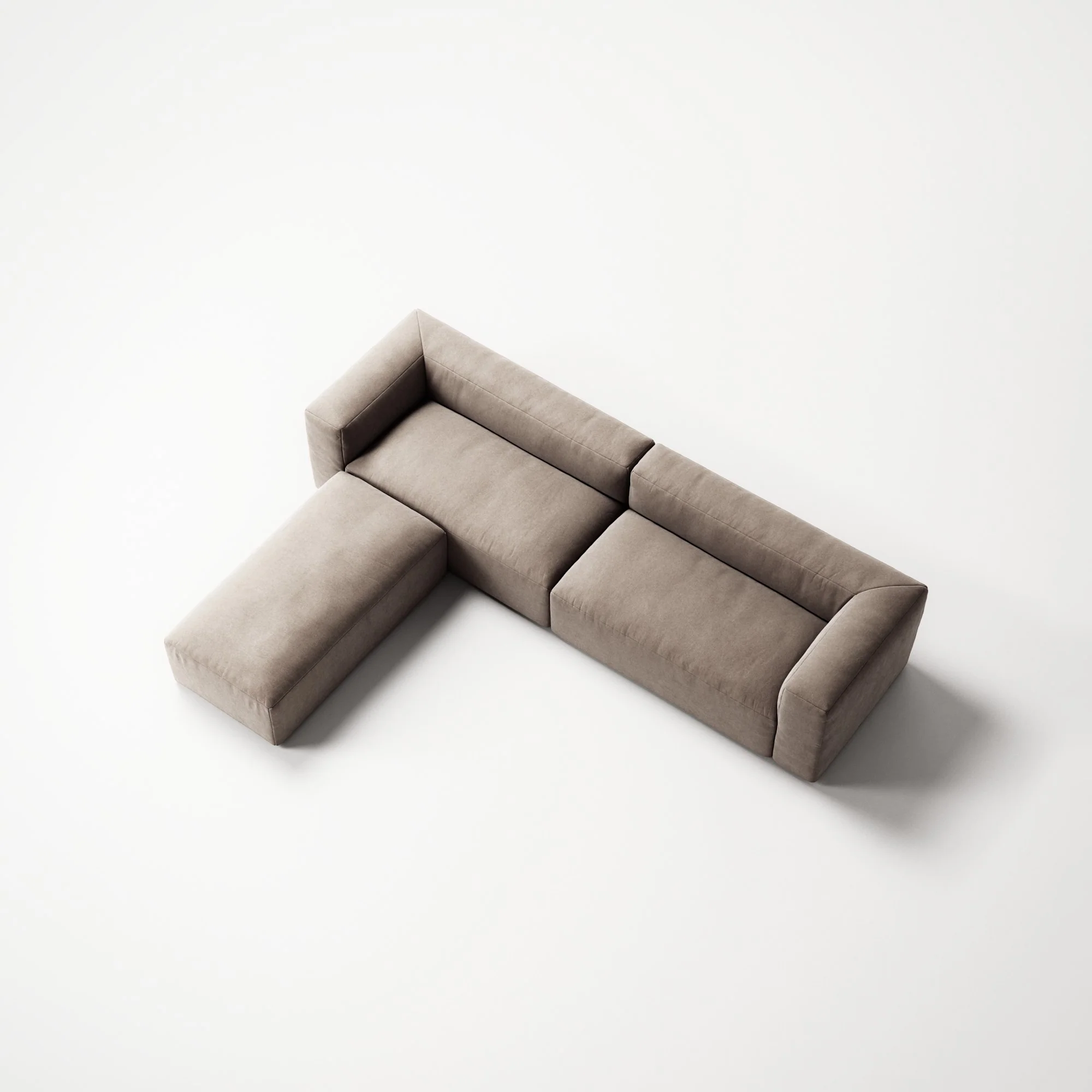 MONOLITH - 4 Seater with Pouf - Micro Chenille Stone Beige - Image 4