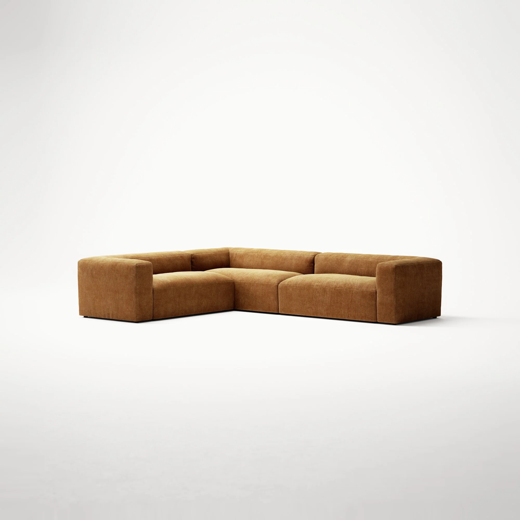 MONOLITH - 5 Seat Corner - Left - Bold Corduroy Burnt Orange - Image 3