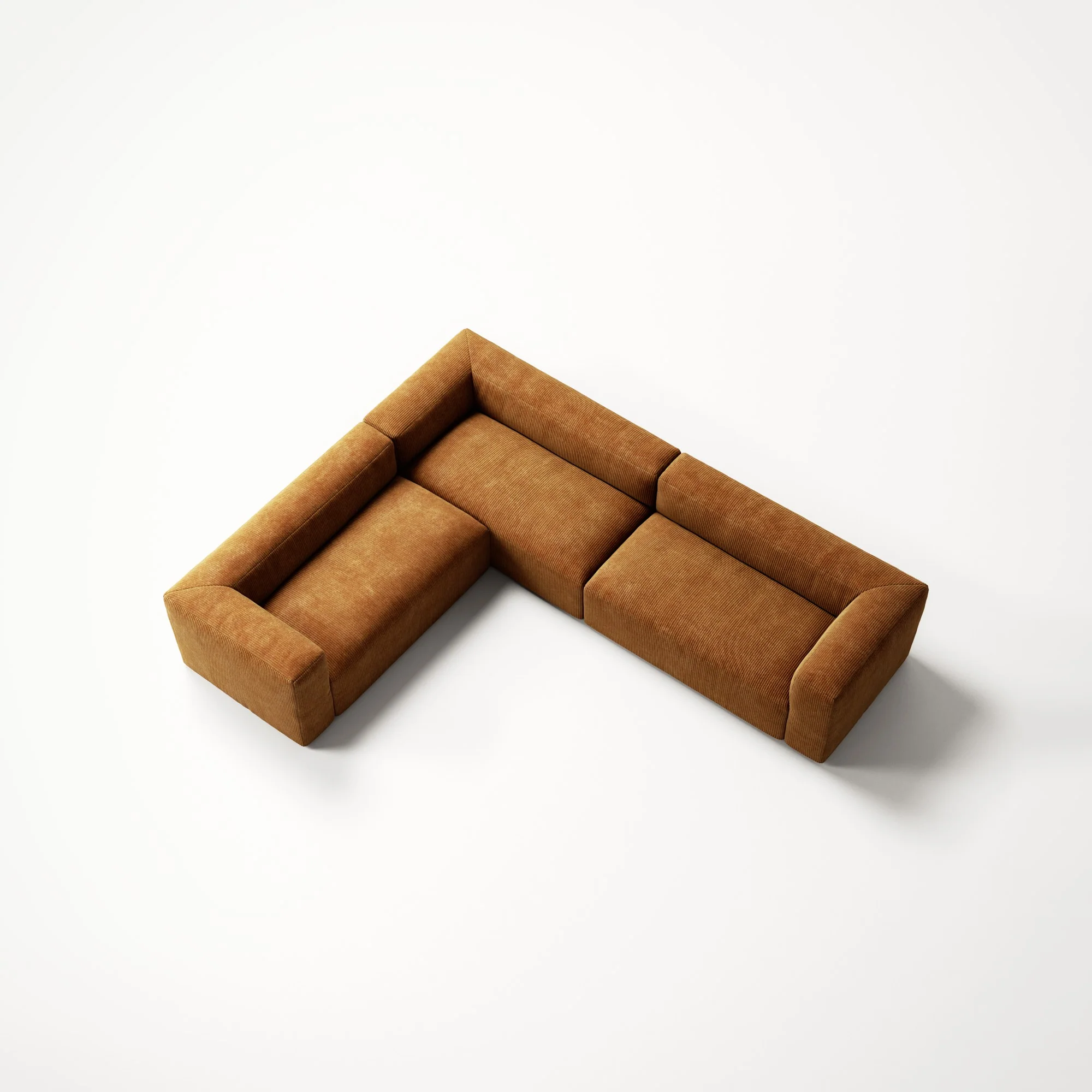 MONOLITH - 5 Seat Corner - Left - Bold Corduroy Burnt Orange - Image 4