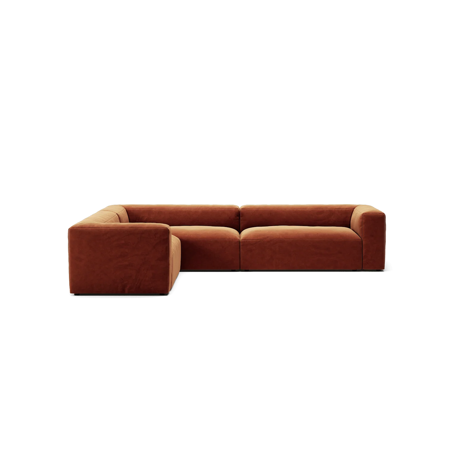 MONOLITH - 5 Seat Corner - Left - Soft Matte Velvet Rust Orange