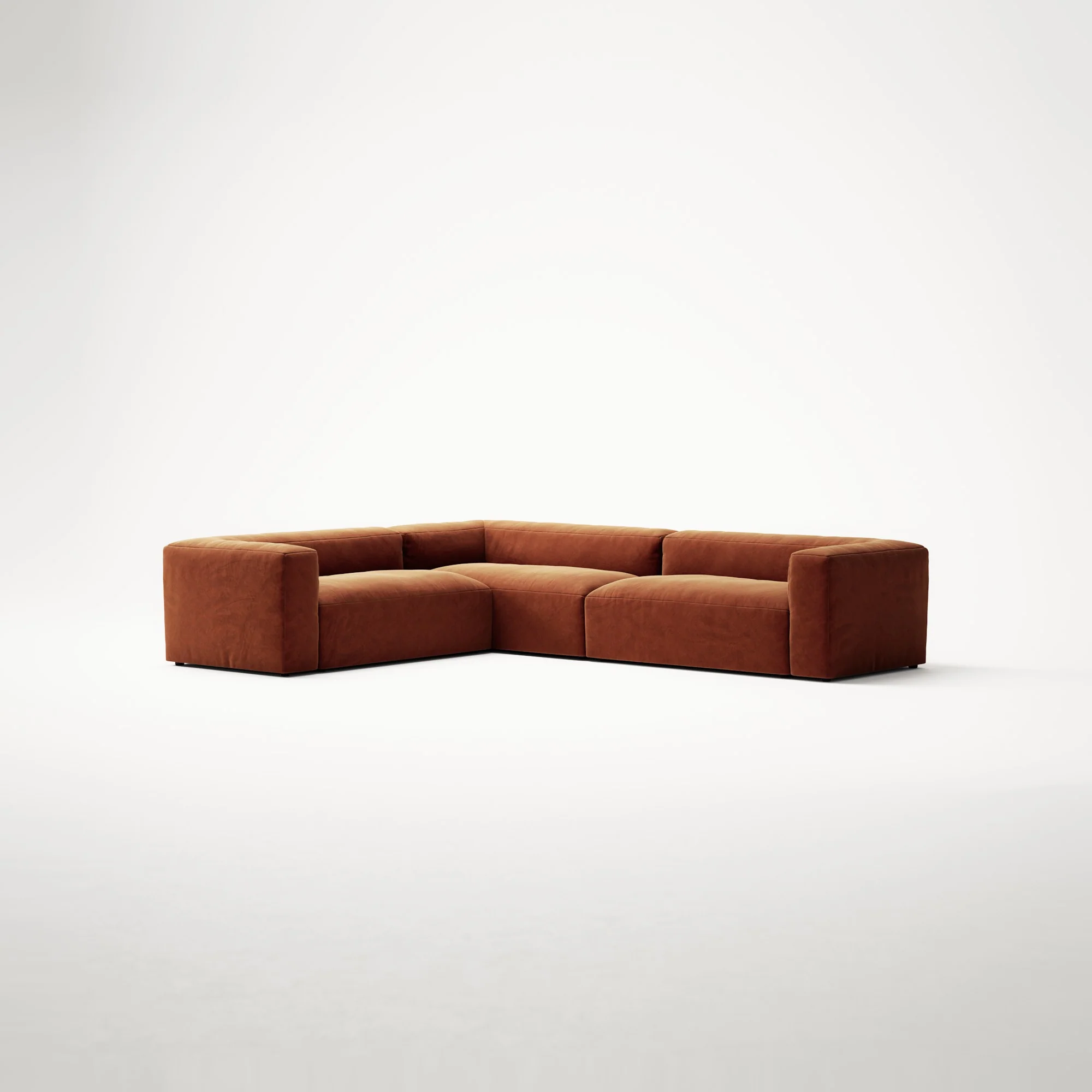 MONOLITH - 5 Seat Corner - Left - Soft Matte Velvet Rust Orange - Image 3