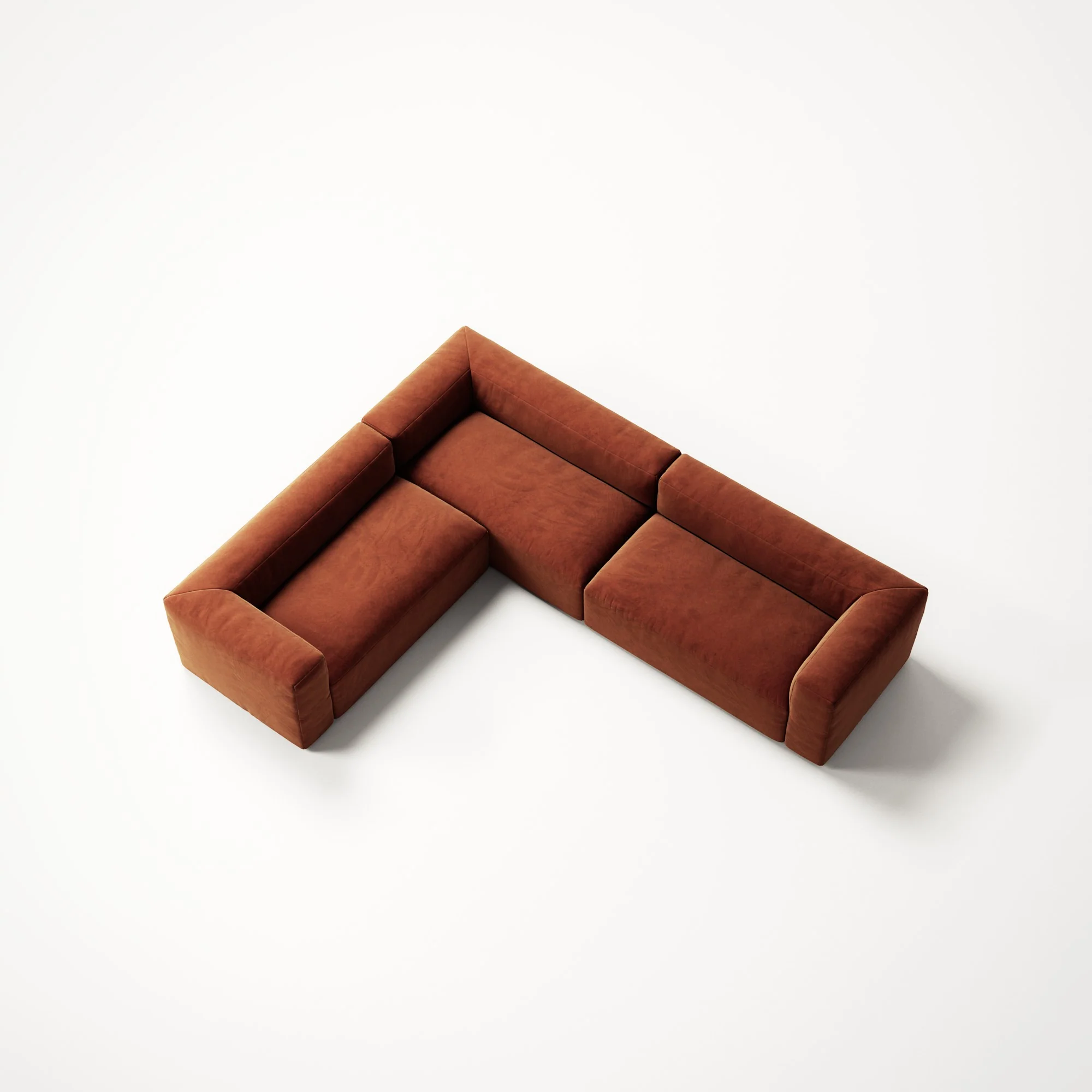 MONOLITH - 5 Seat Corner - Left - Soft Matte Velvet Rust Orange - Image 4