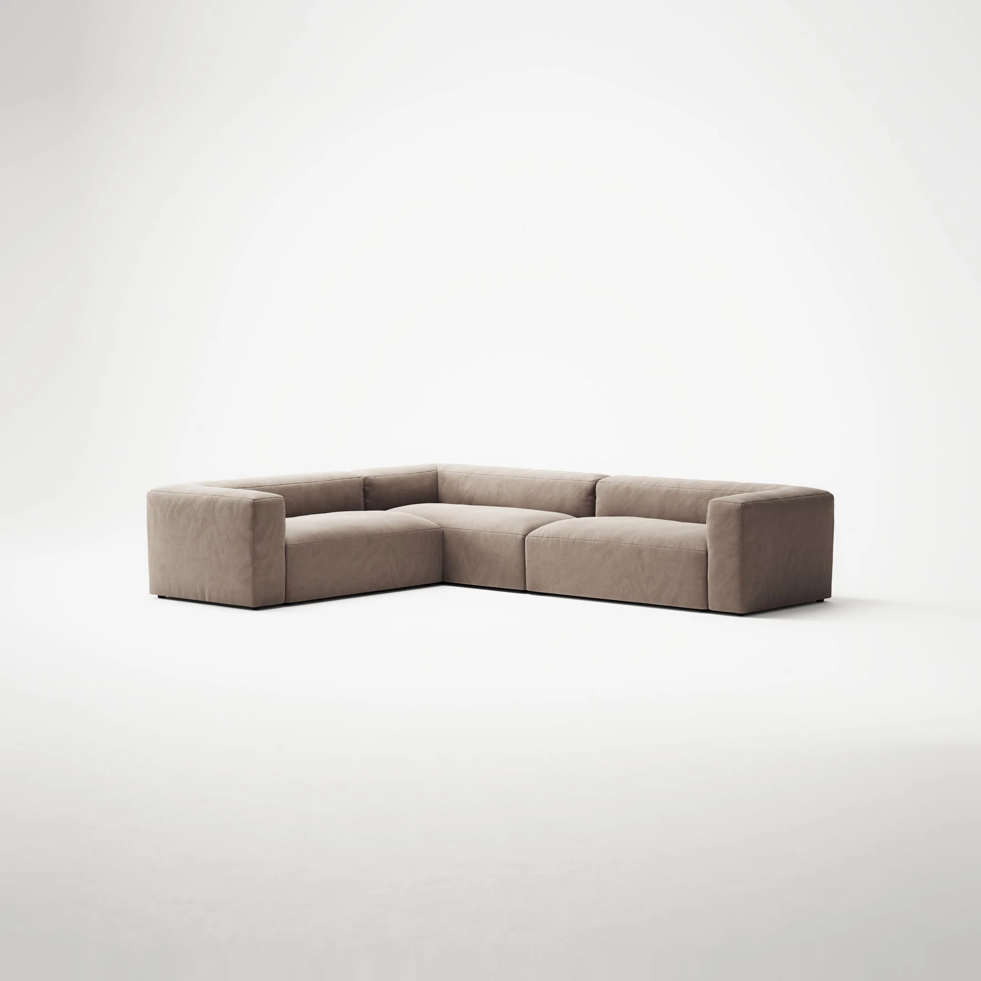 MONOLITH - 5 Seat Corner - Left - Soft Matte Velvet Warm Beige - Image 3