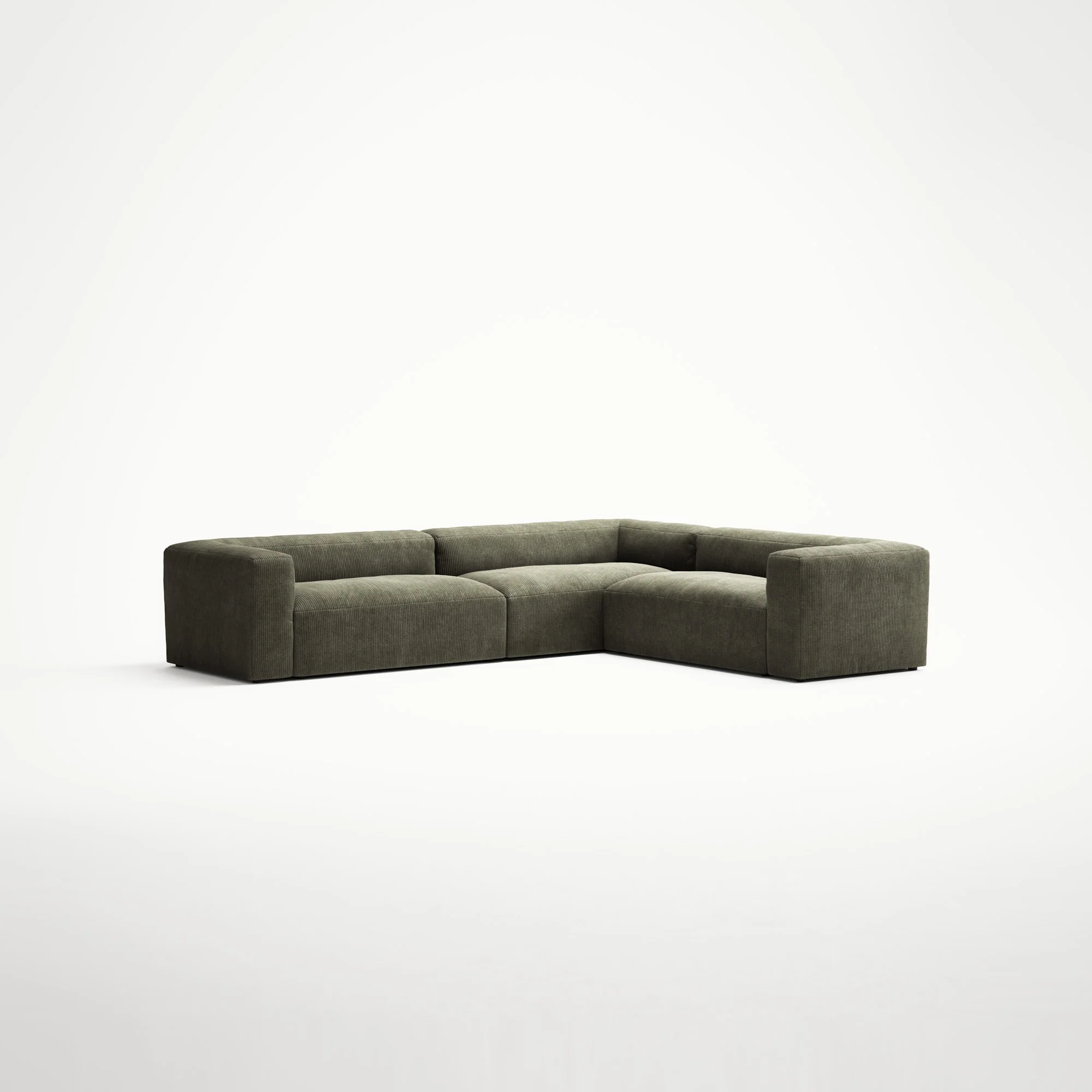 MONOLITH - 5 Seat Corner - Right - Bold Corduroy Moss Green - Image 3