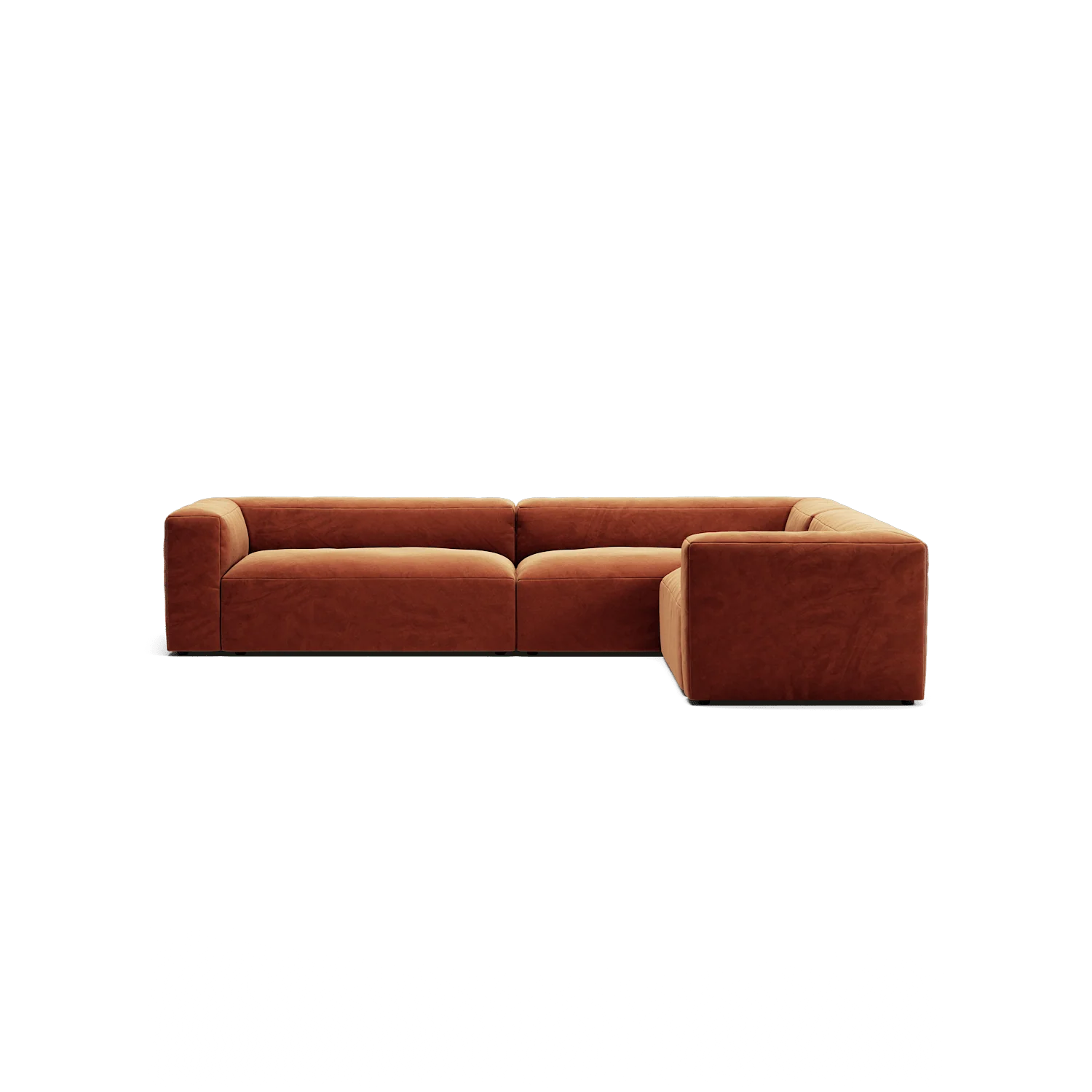MONOLITH - 5 Seat Corner - Right - Soft Matte Velvet Rust Orange