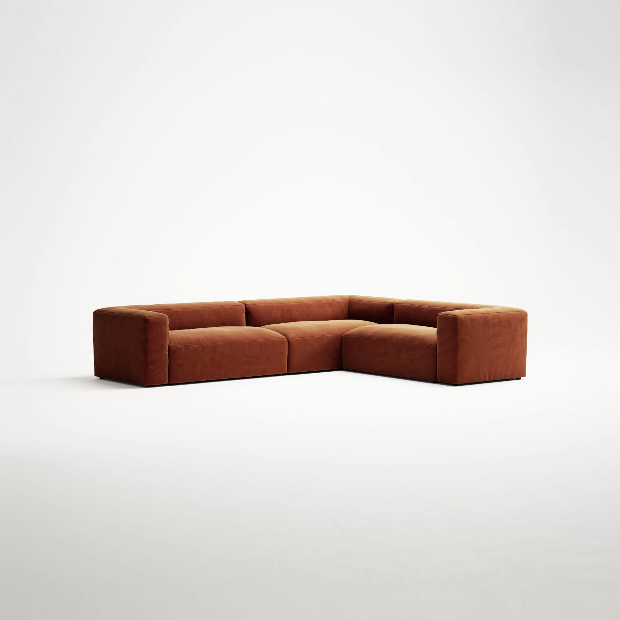 MONOLITH - 5 Seat Corner - Right - Soft Matte Velvet Rust Orange - Image 3