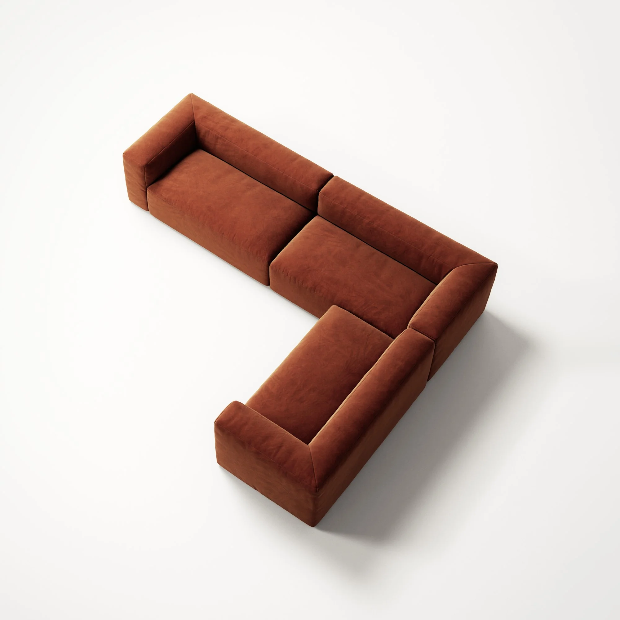 MONOLITH - 5 Seat Corner - Right - Soft Matte Velvet Rust Orange - Image 4