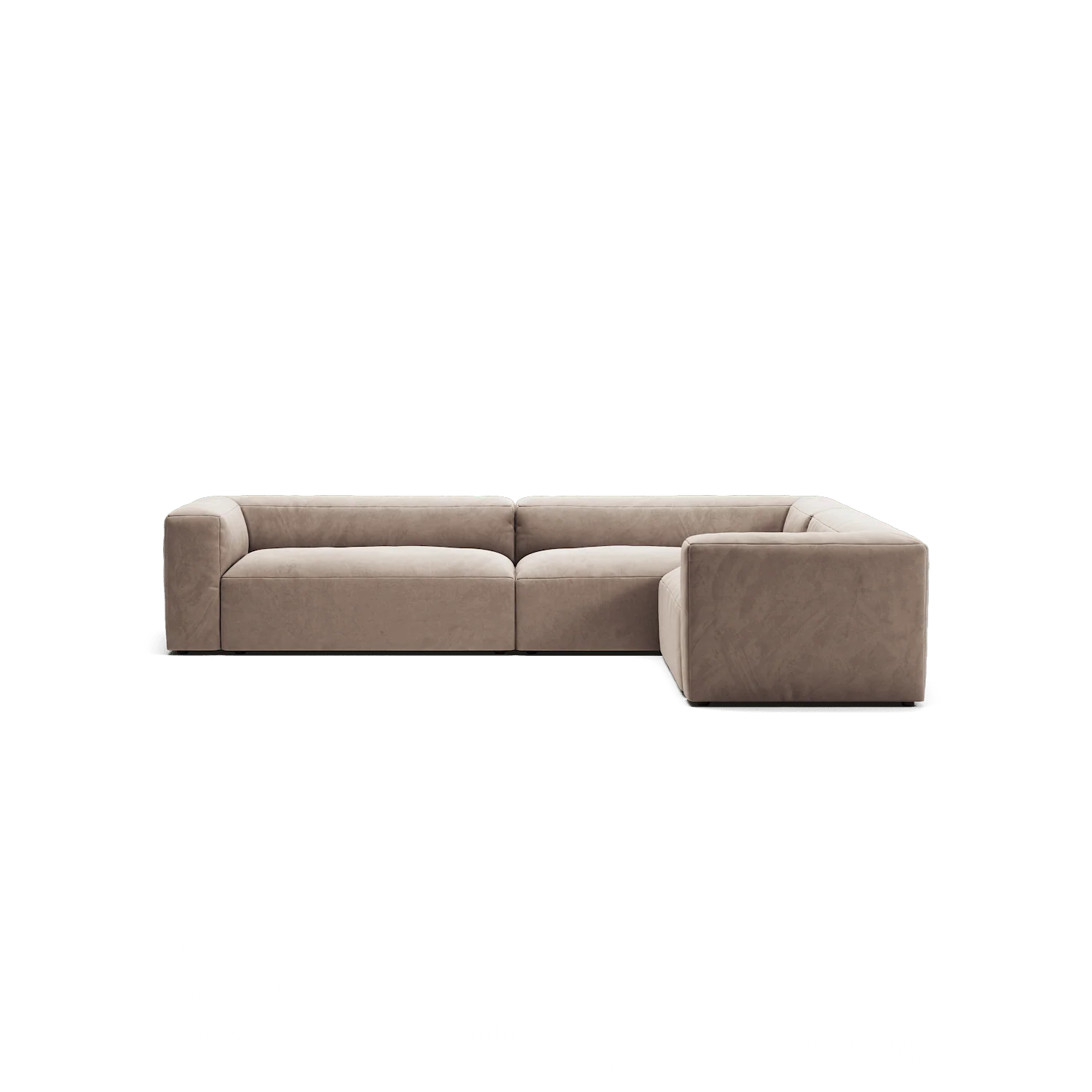 MONOLITH - 5 Seat Corner - Right - Soft Matte Velvet Warm Beige