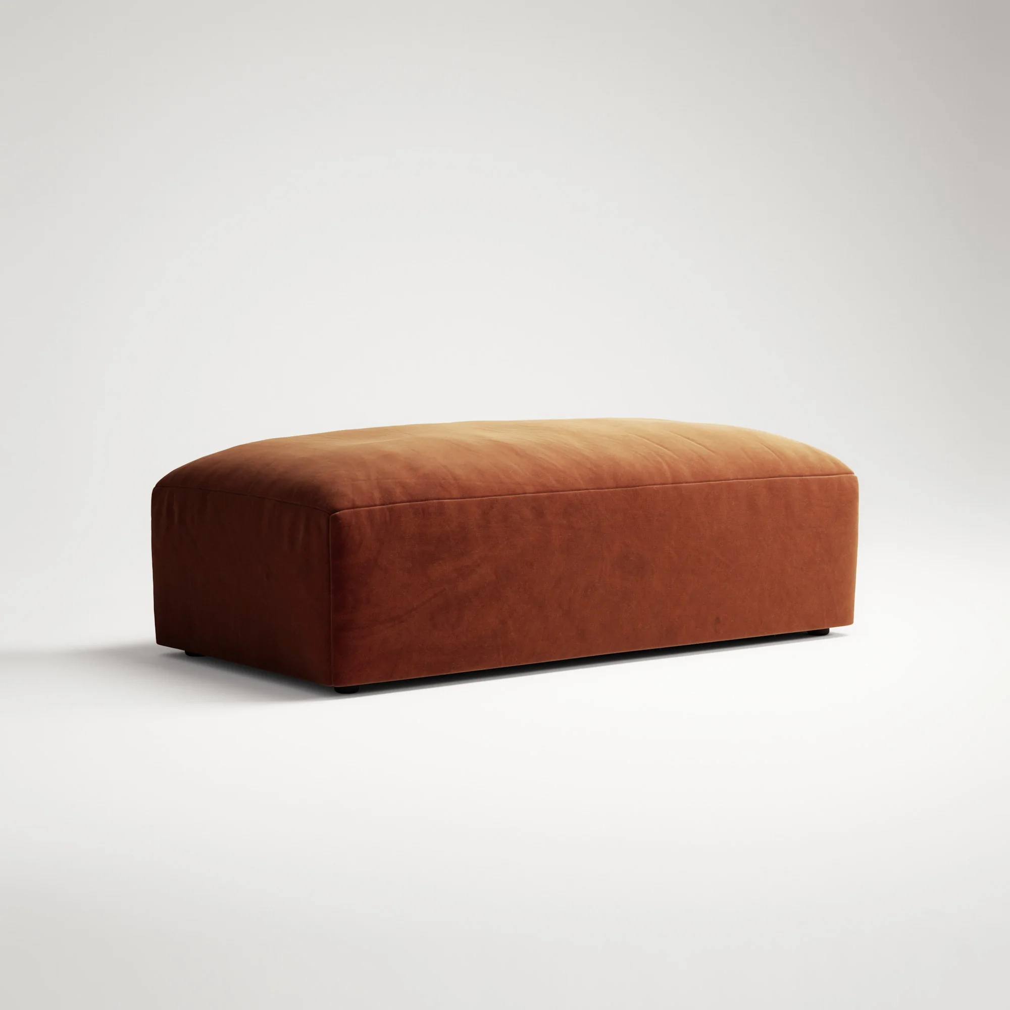 MONOLITH - Pouf - Soft Matte Velvet Rust Orange - Image 3