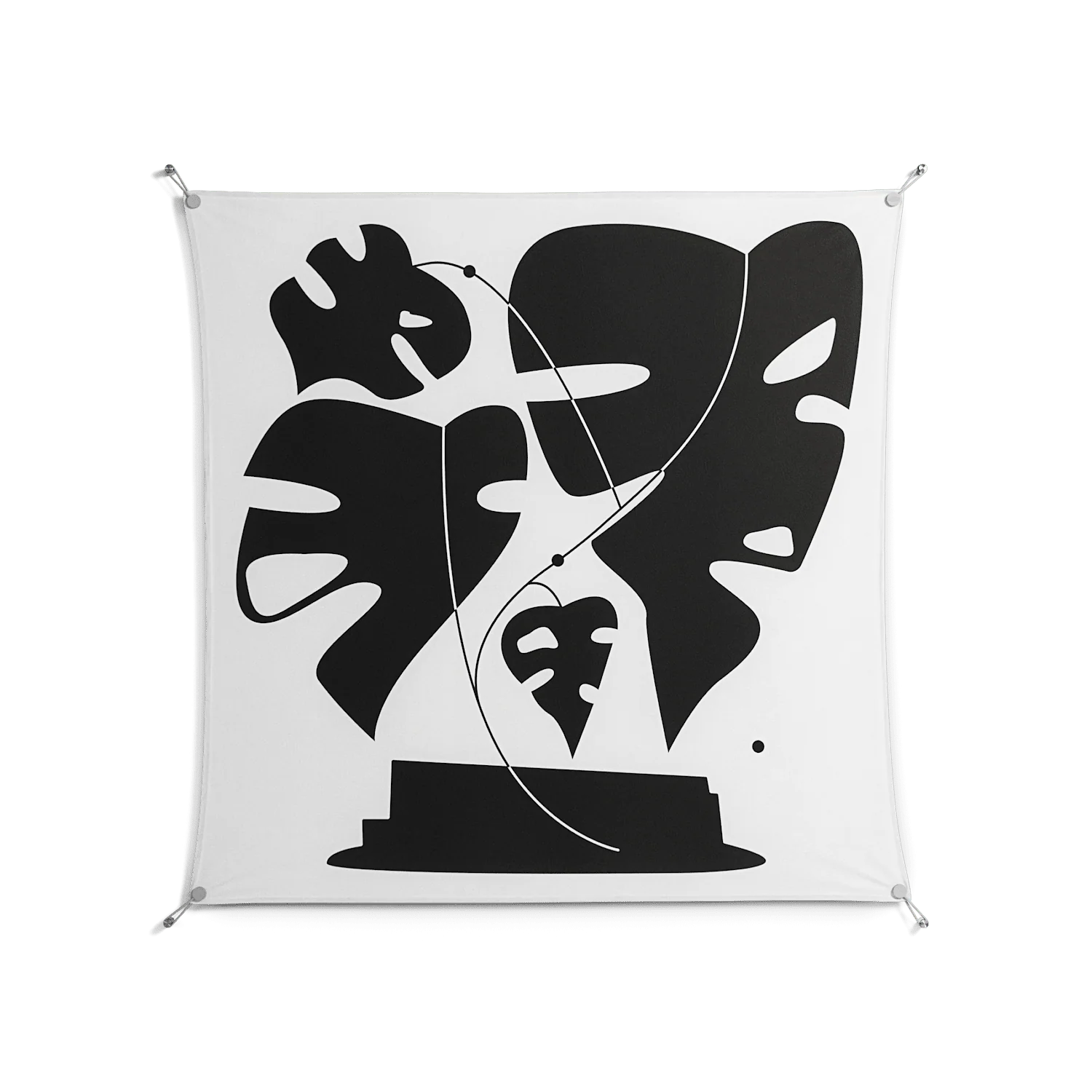 Monstera - Work On Wall - Konrad Blaszczyk - Silver - 140 x 140 cm
