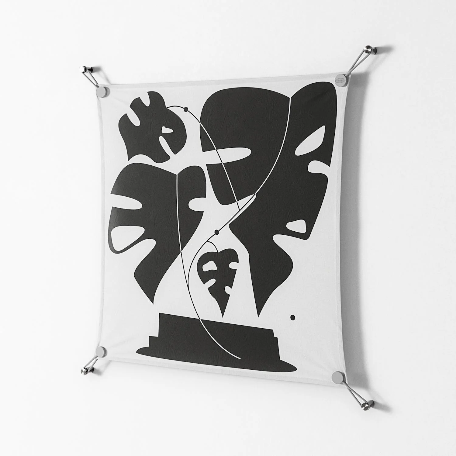 Monstera - Work On Wall - Konrad Blaszczyk - Silver - 70 x 70 cm - Image 2