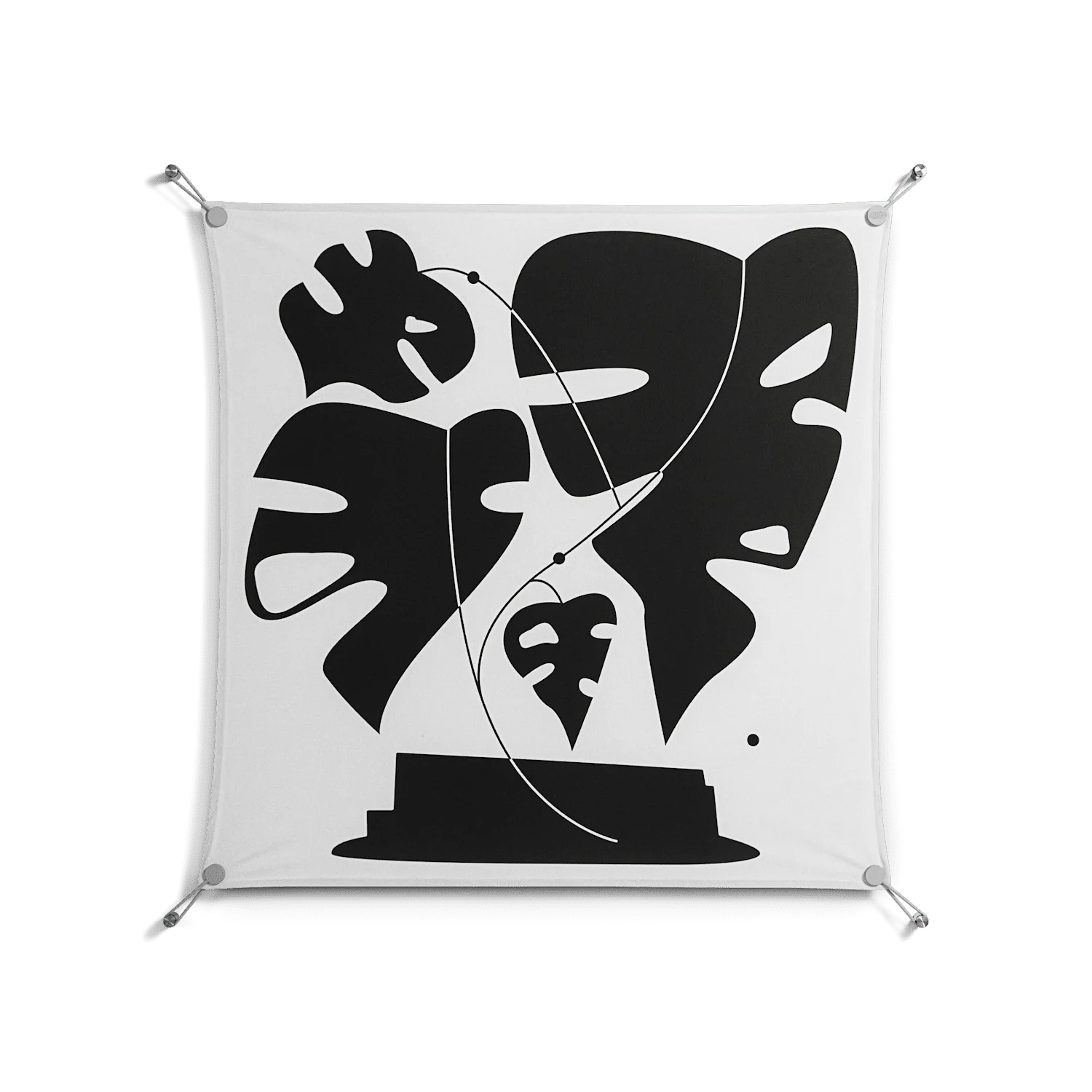 Monstera - Work On Wall - Konrad Blaszczyk - Silver - 90 x 90 cm
