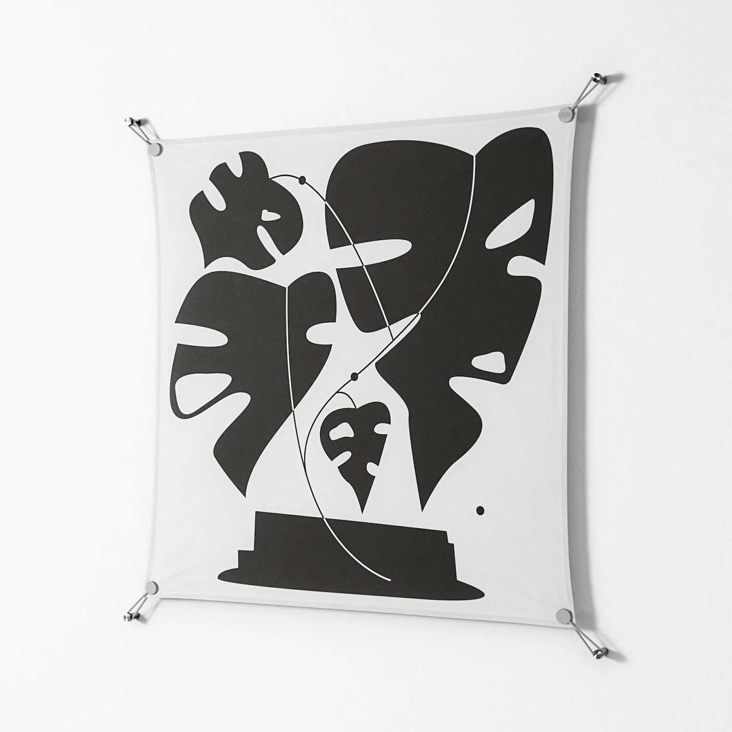 Monstera - Work On Wall - Konrad Blaszczyk - Silver - 90 x 90 cm - Image 2