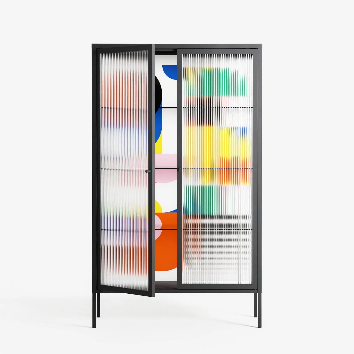 Murano - Cabinet - Vratislav Pecka - Antracite - Reeded glass - Image 2
